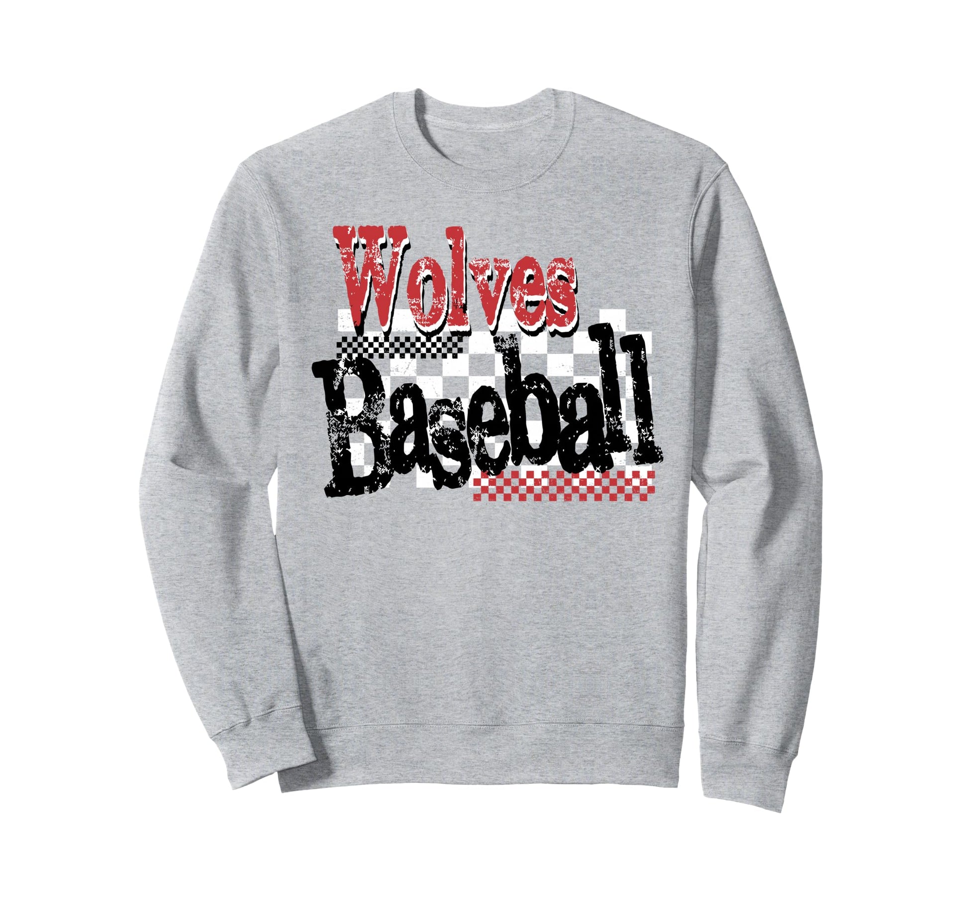 Wolves Checkered Baseball Mom Game Sweatshirt - Minimalist Print Men Women - T-Shirt, Sweatshirt, Hoodie