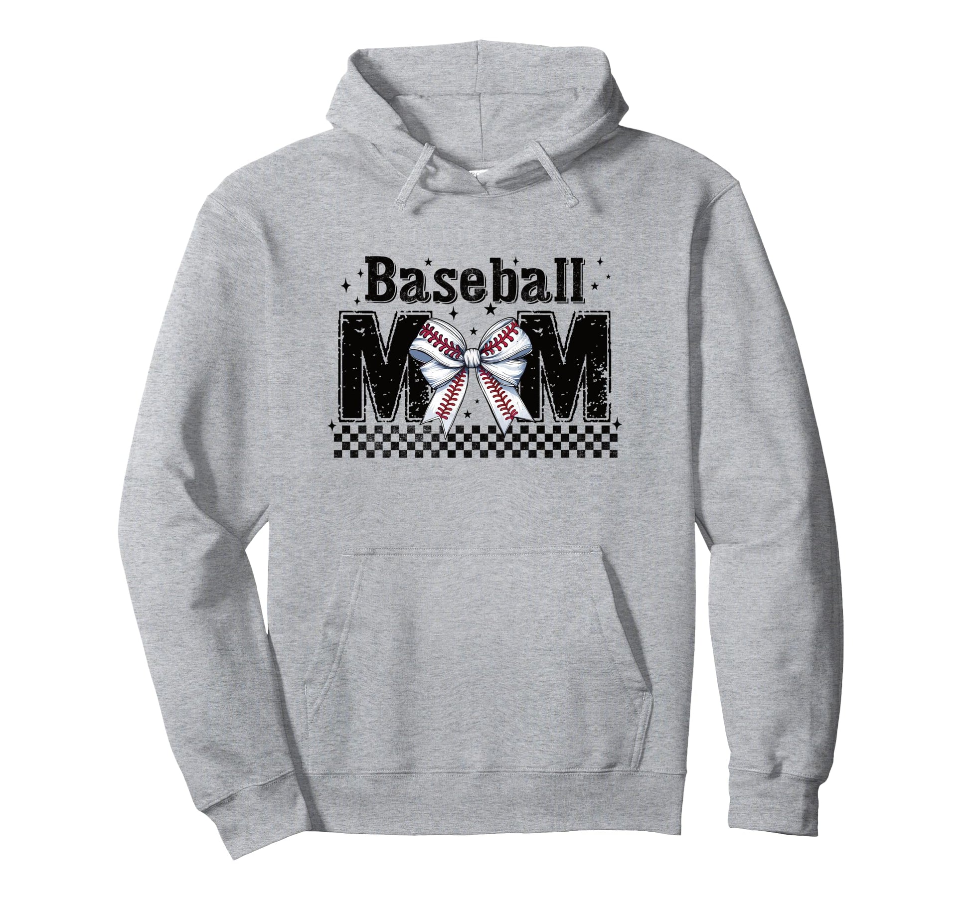Baseball Mom Bow Sporty Mama Game Day Hoodie - Fun Novelty Design Unisex - T-Shirt, Sweatshirt, Hoodie