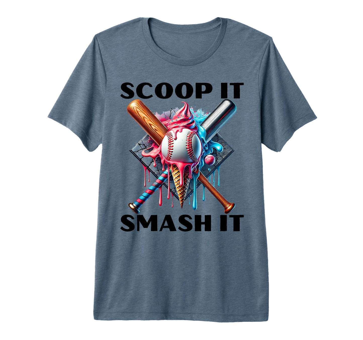 Baseball Home Plate Drip Ice Cream T-Shirt - Aesthetic Graphic for Adults - T-Shirt, Sweatshirt, Hoodie