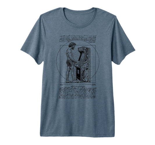 Arcade Gamer Vitruvian Leonardo Da T-Shirt - Minimalist Print for Adults - T-Shirt, Sweatshirt, Hoodie