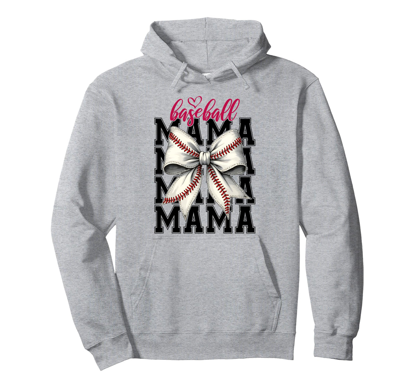 Baseball Mama Coquette Bow Game Hoodie - Casual Everyday Wear Men Women - T-Shirt, Sweatshirt, Hoodie