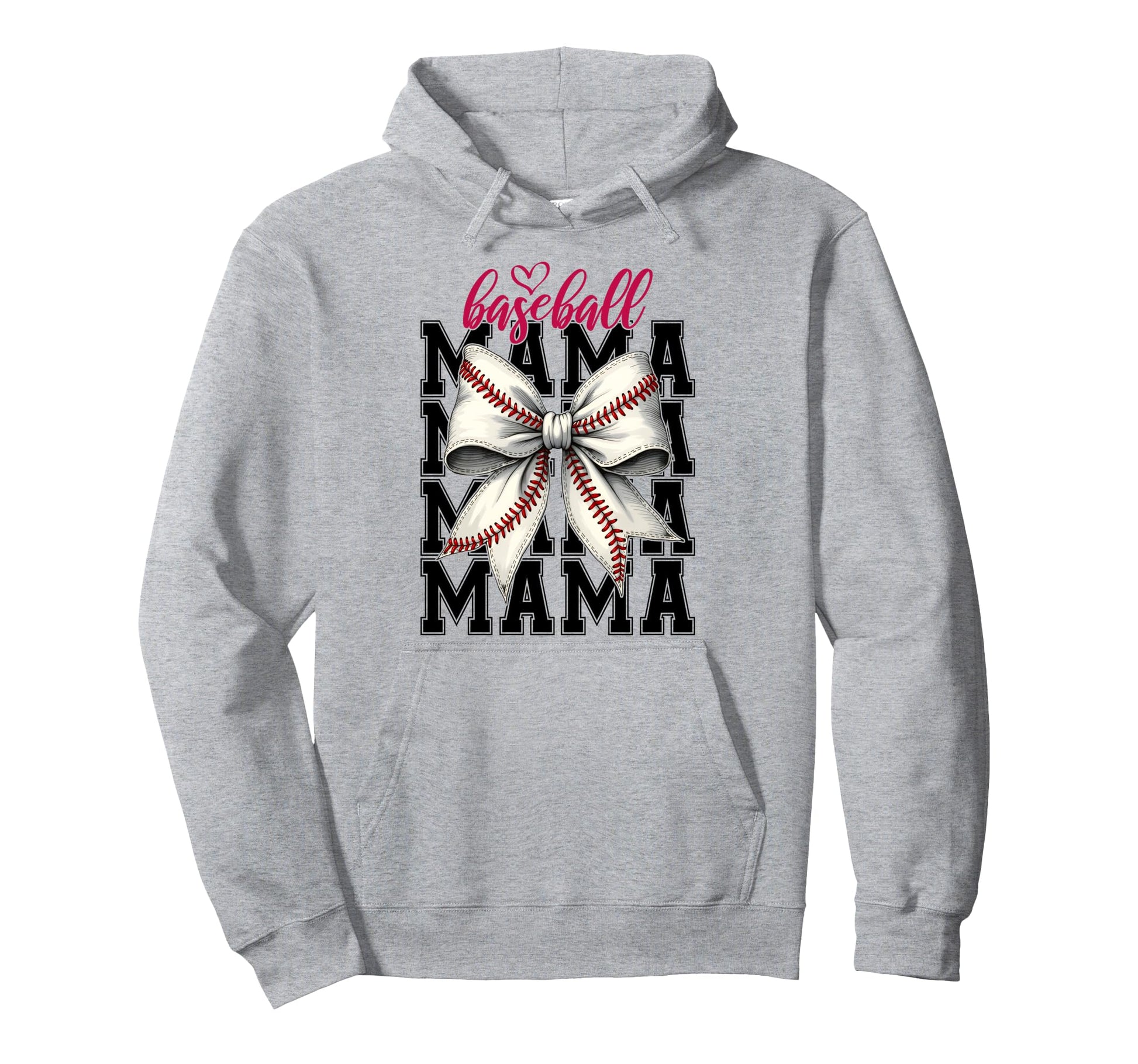 Baseball Mama Coquette Bow Game Hoodie - Casual Everyday Wear Men Women - T-Shirt, Sweatshirt, Hoodie