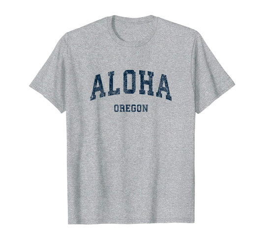 Aloha Oregon Or Varsity Sports Navy T-Shirt - Aesthetic Graphic for Adults - T-Shirt, Sweatshirt, Hoodie