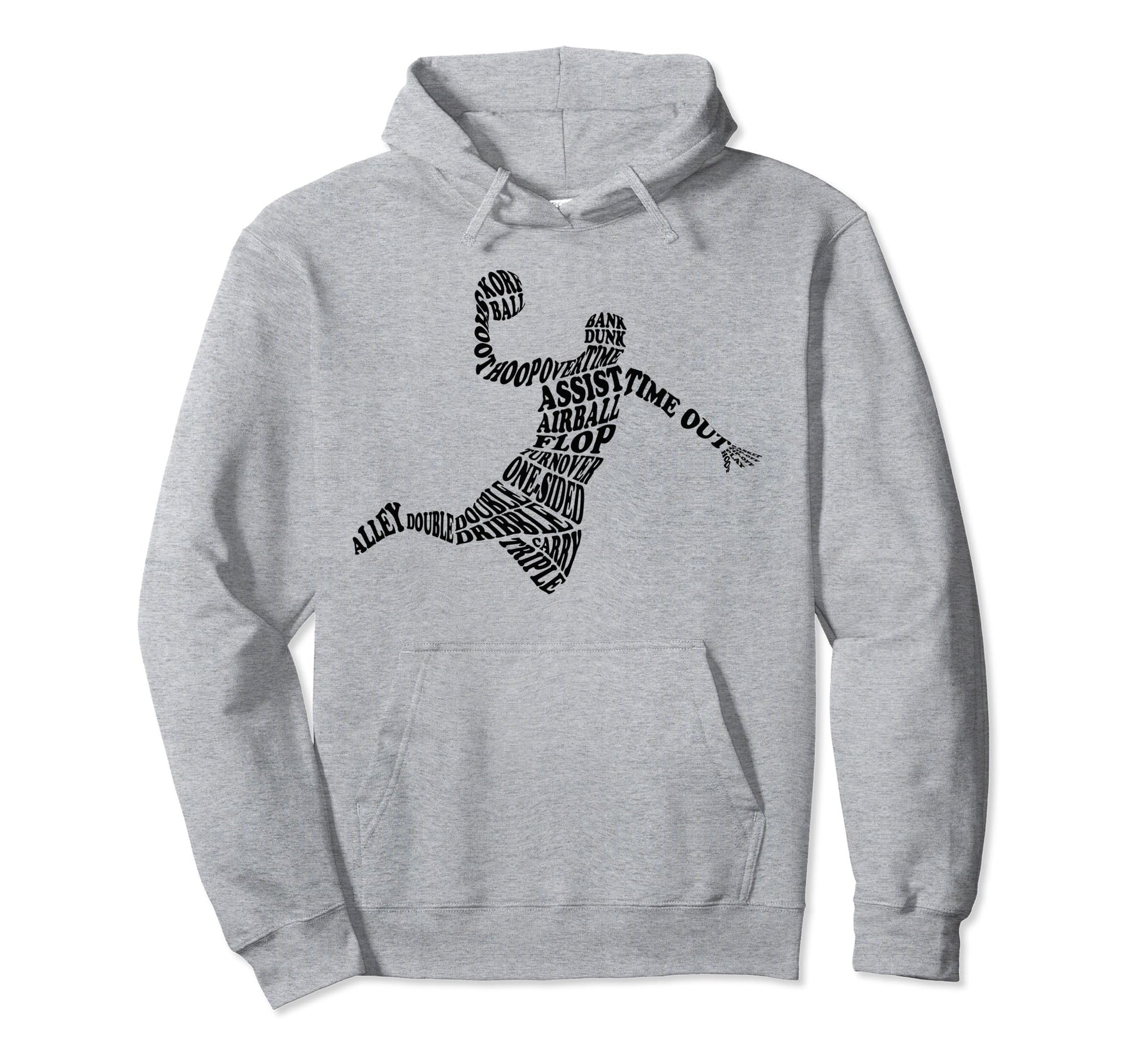 Basketball Player Typography Word Hoodie - Minimalist Print for Adults - T-Shirt, Sweatshirt, Hoodie