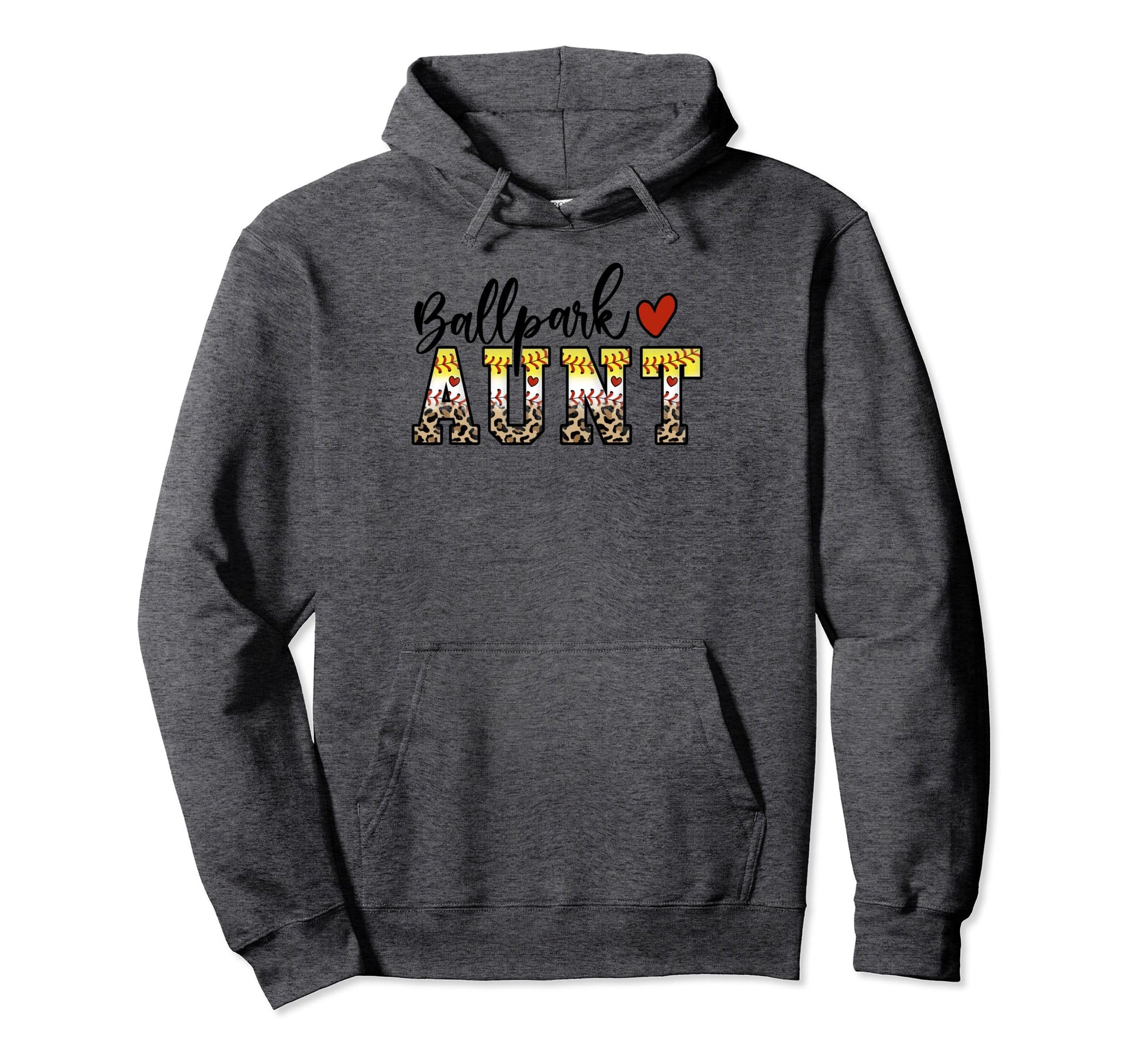 Ballpark Aunt Baseball Softball Mom Leopard Hoodie - Graphic Print Unisex - T-Shirt, Sweatshirt, Hoodie