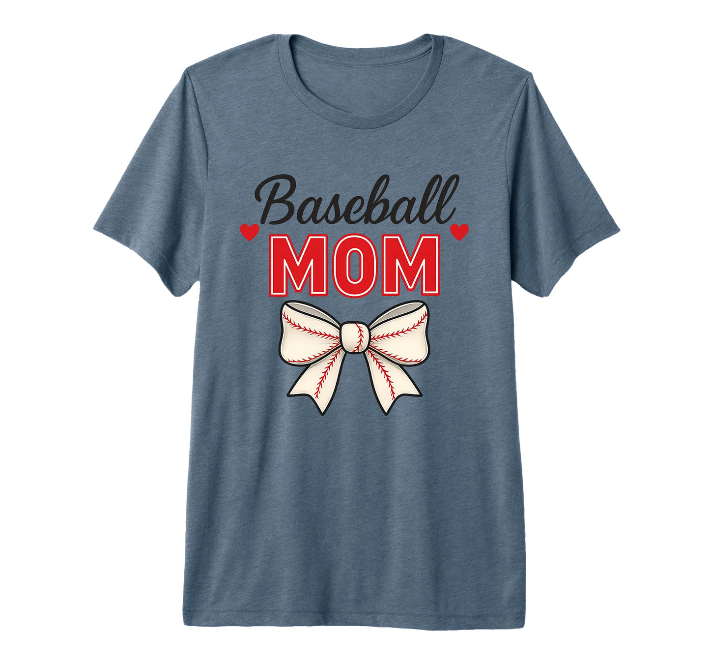 Baseball Mom Red Stitch Coquette Bow T-Shirt - Unique Graphic for Adults - T-Shirt, Sweatshirt, Hoodie