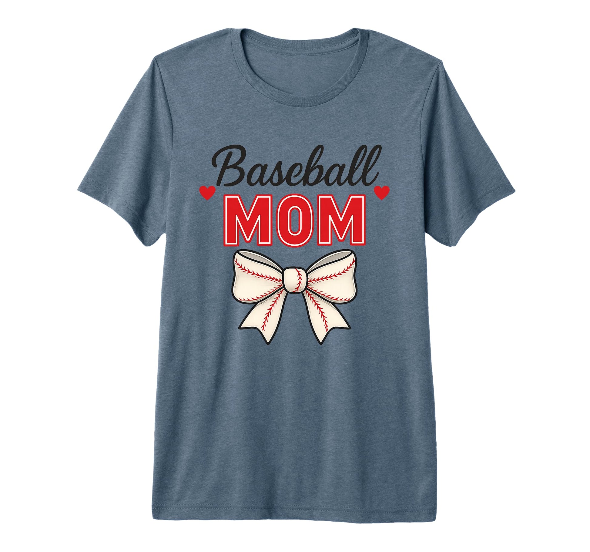 Baseball Mom Red Stitch Coquette Bow T-Shirt - Unique Graphic for Adults - T-Shirt, Sweatshirt, Hoodie