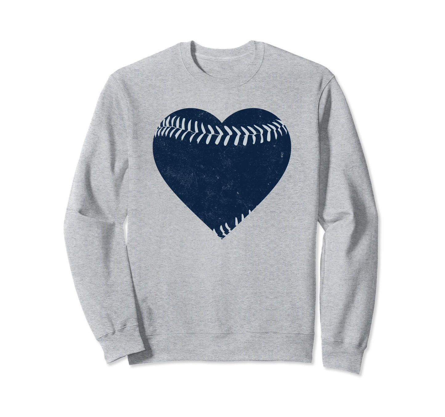 Distressed Baseball Heart Navy Sweatshirt - Aesthetic Graphic for Adults - T-Shirt, Sweatshirt, Hoodie