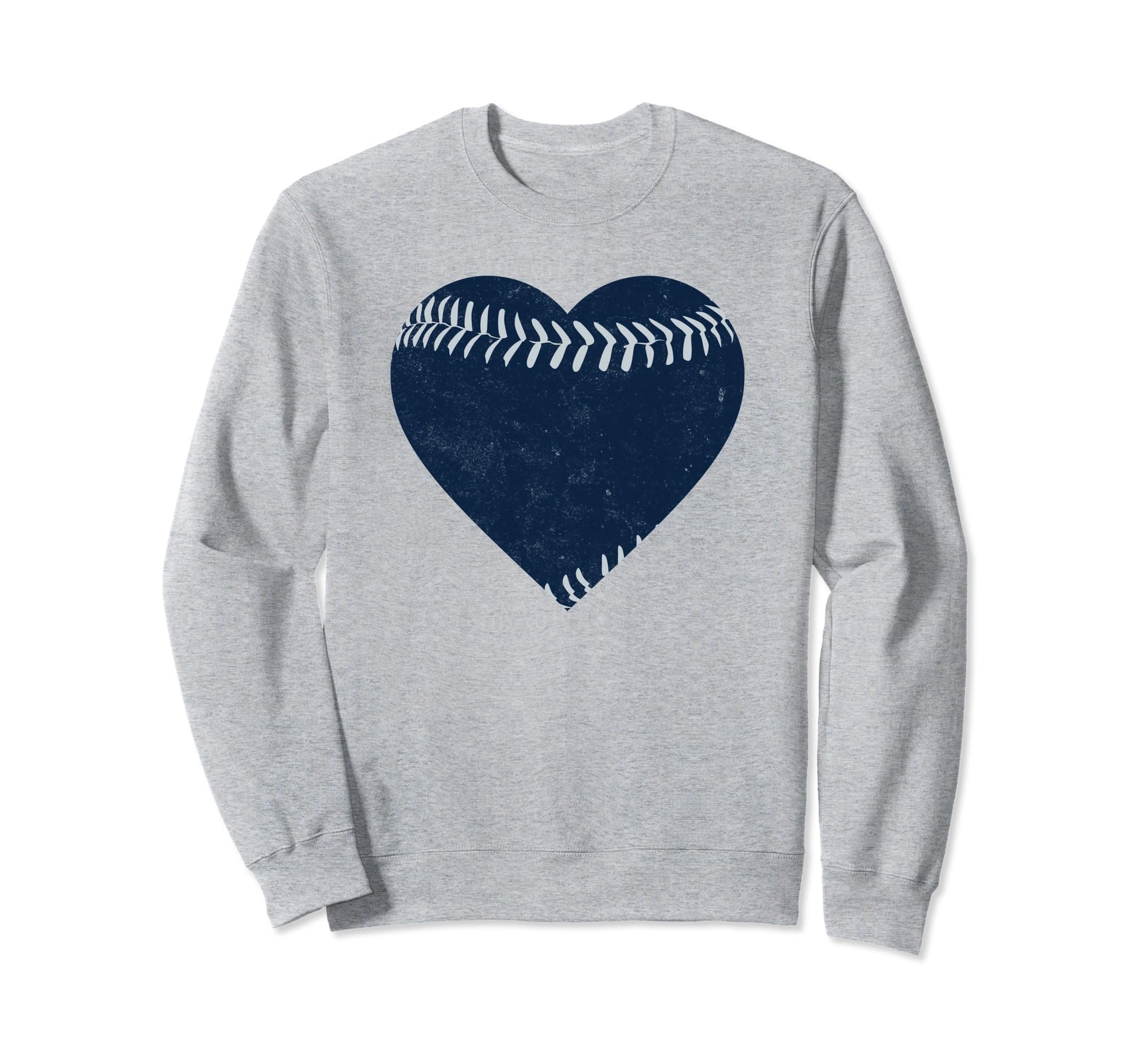 Distressed Baseball Heart Navy Sweatshirt - Aesthetic Graphic for Adults - T-Shirt, Sweatshirt, Hoodie