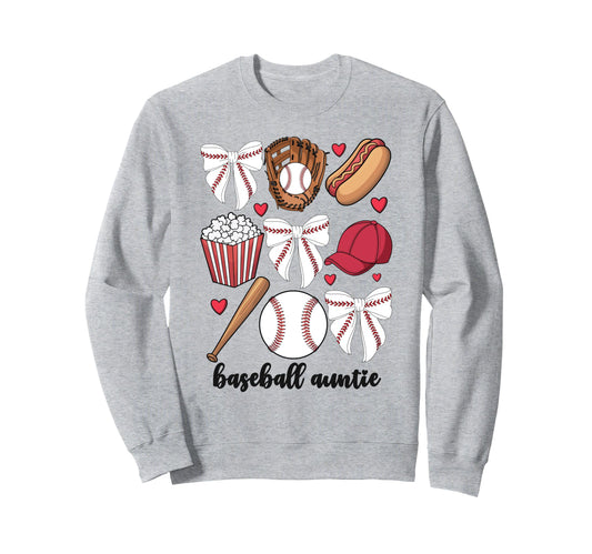 Baseball Auntie Coquette Bow Nephew Sweatshirt - Graphic Print Men Women - T-Shirt, Sweatshirt, Hoodie