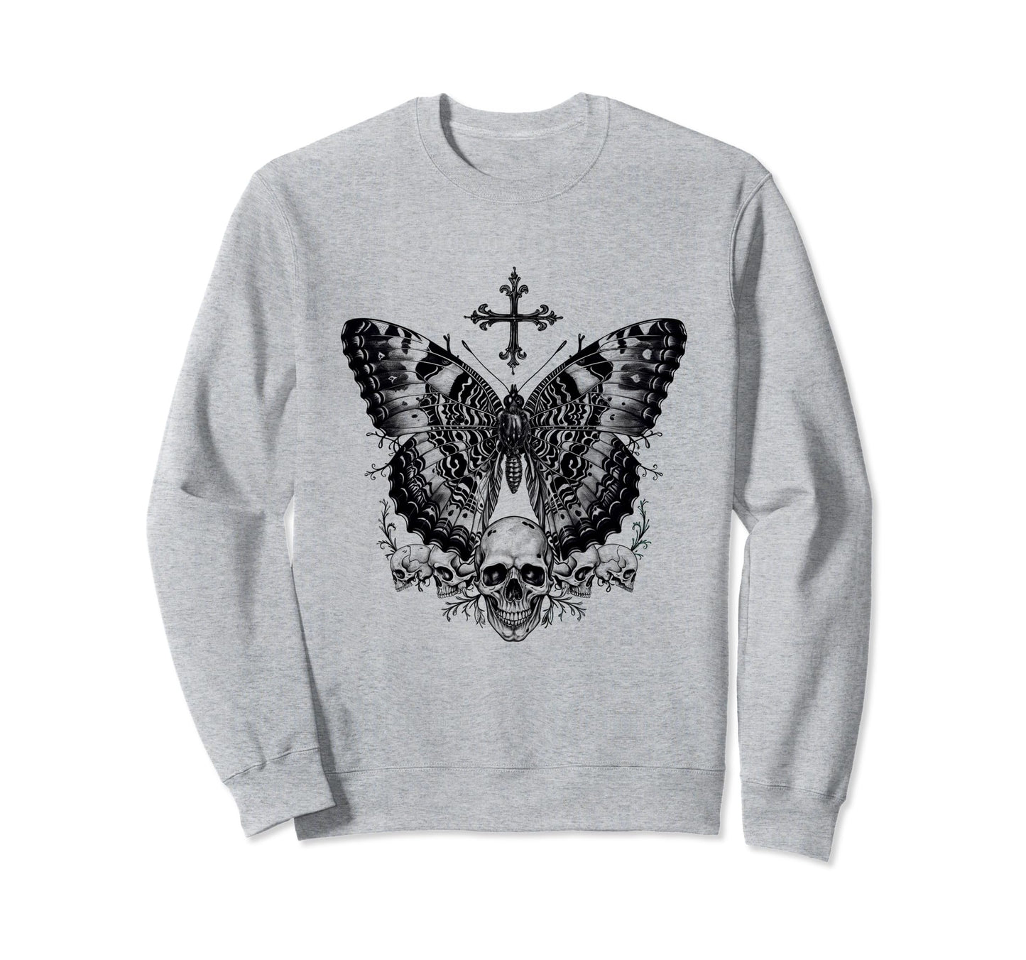 Aesthetic Black Goth Skull Cross Sweatshirt - Aesthetic Graphic Unisex - T-Shirt, Sweatshirt, Hoodie