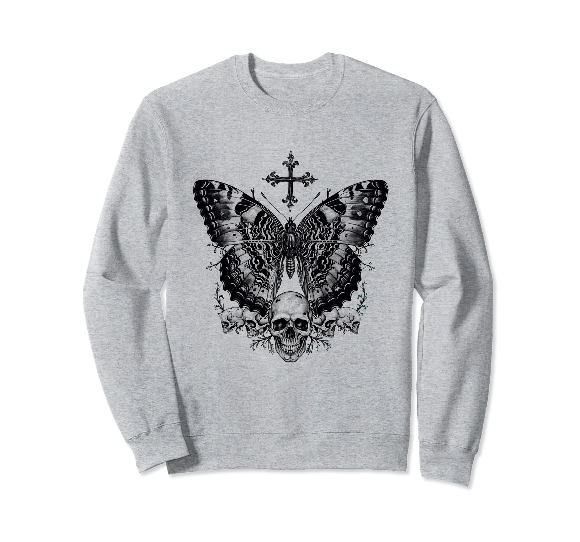Aesthetic Black Goth Skull Cross Sweatshirt - Aesthetic Graphic Unisex - T-Shirt, Sweatshirt, Hoodie
