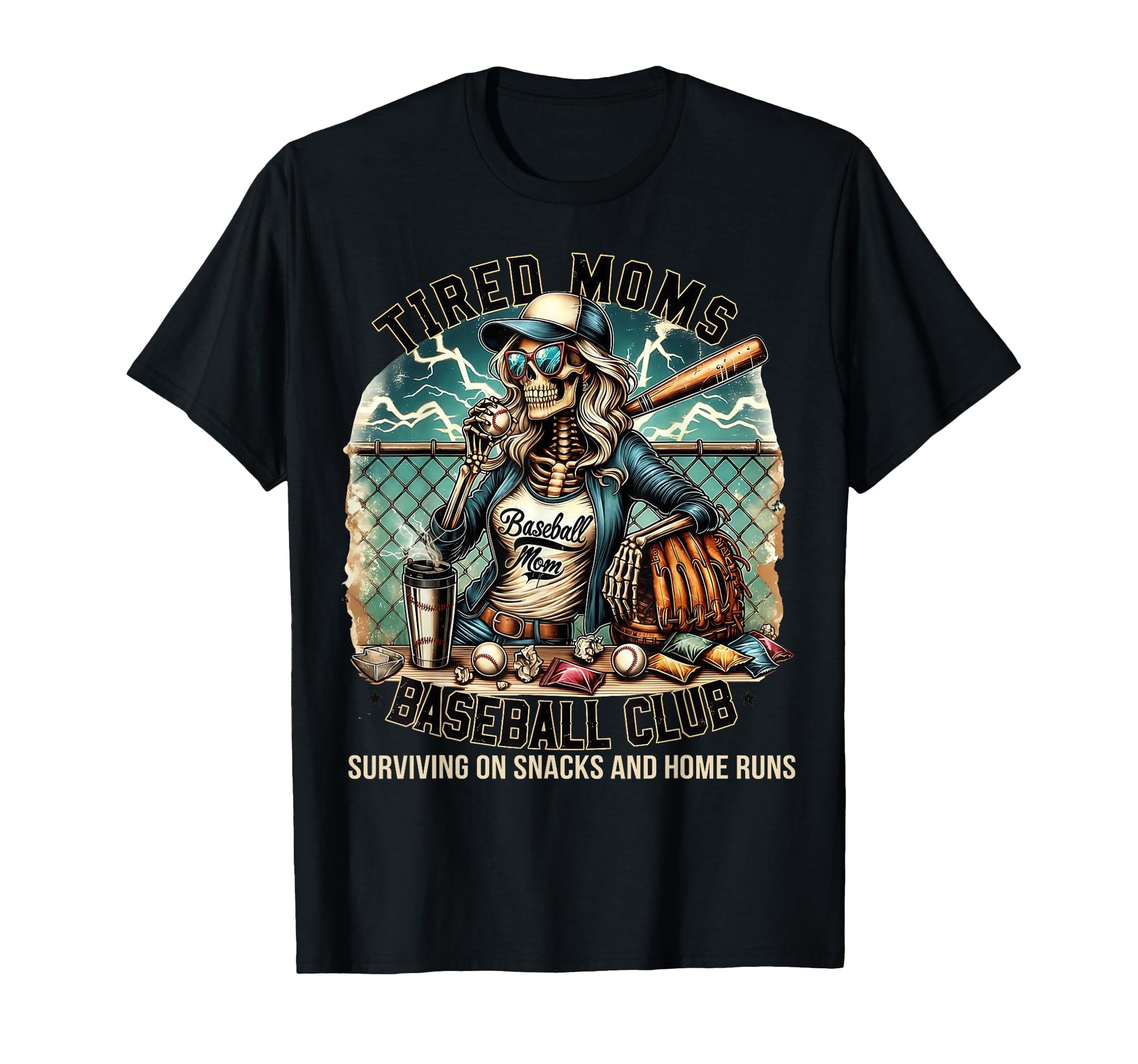 Tired Moms Baseball Club Surviving T-Shirt - Aesthetic Graphic for Adults - T-Shirt, Sweatshirt, Hoodie
