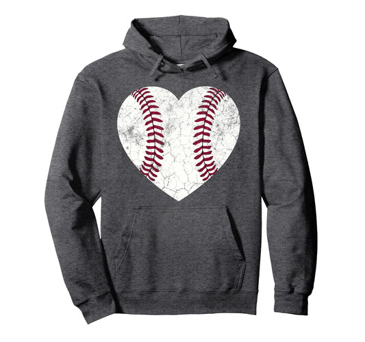 Baseball Heart Fun Mom Dad Softball Hoodie - Fun Novelty Design Men Women - T-Shirt, Sweatshirt, Hoodie