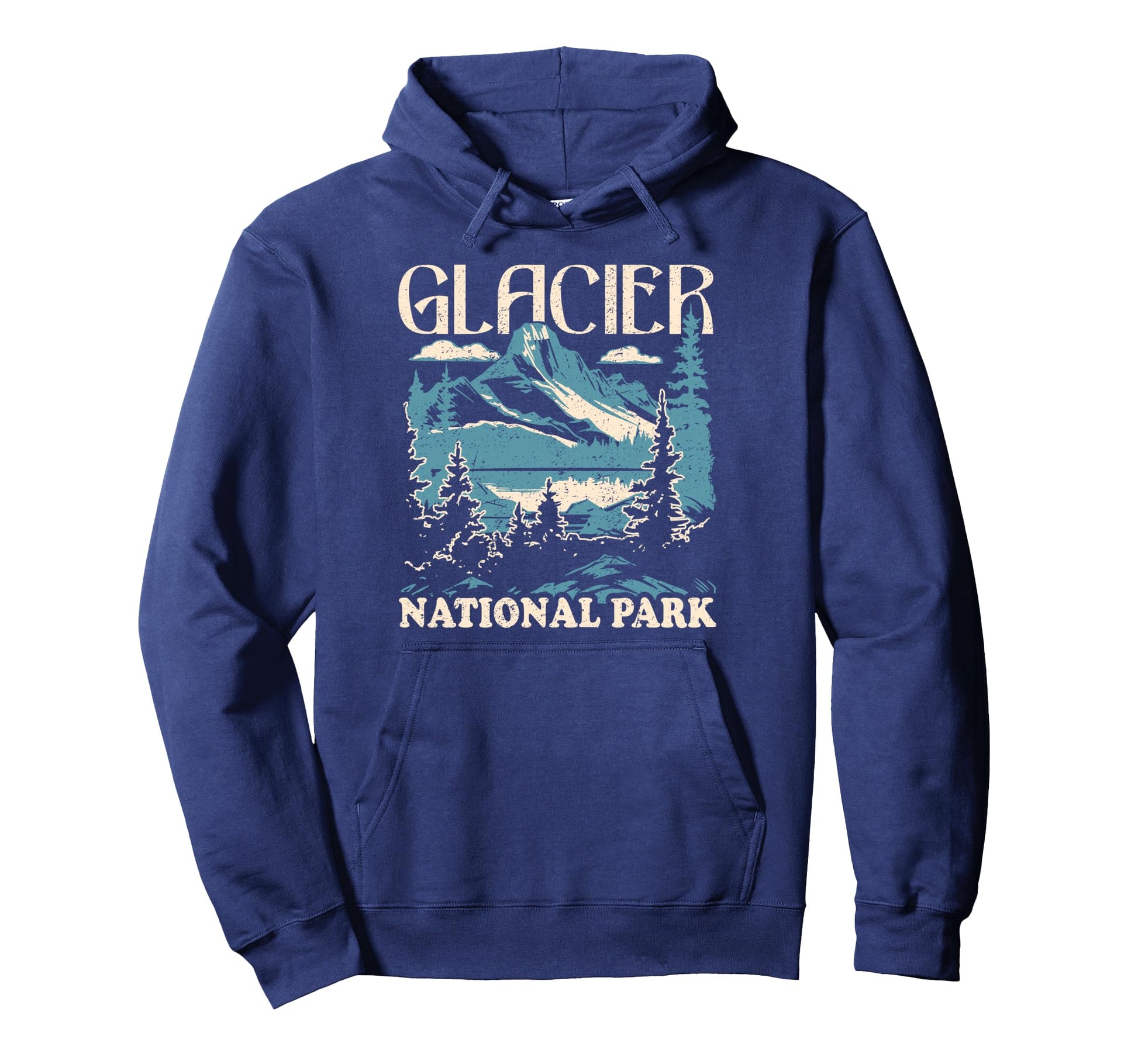 Glacier National Park Distressed Hoodie - Custom Art Print for Adults - T-Shirt, Sweatshirt, Hoodie