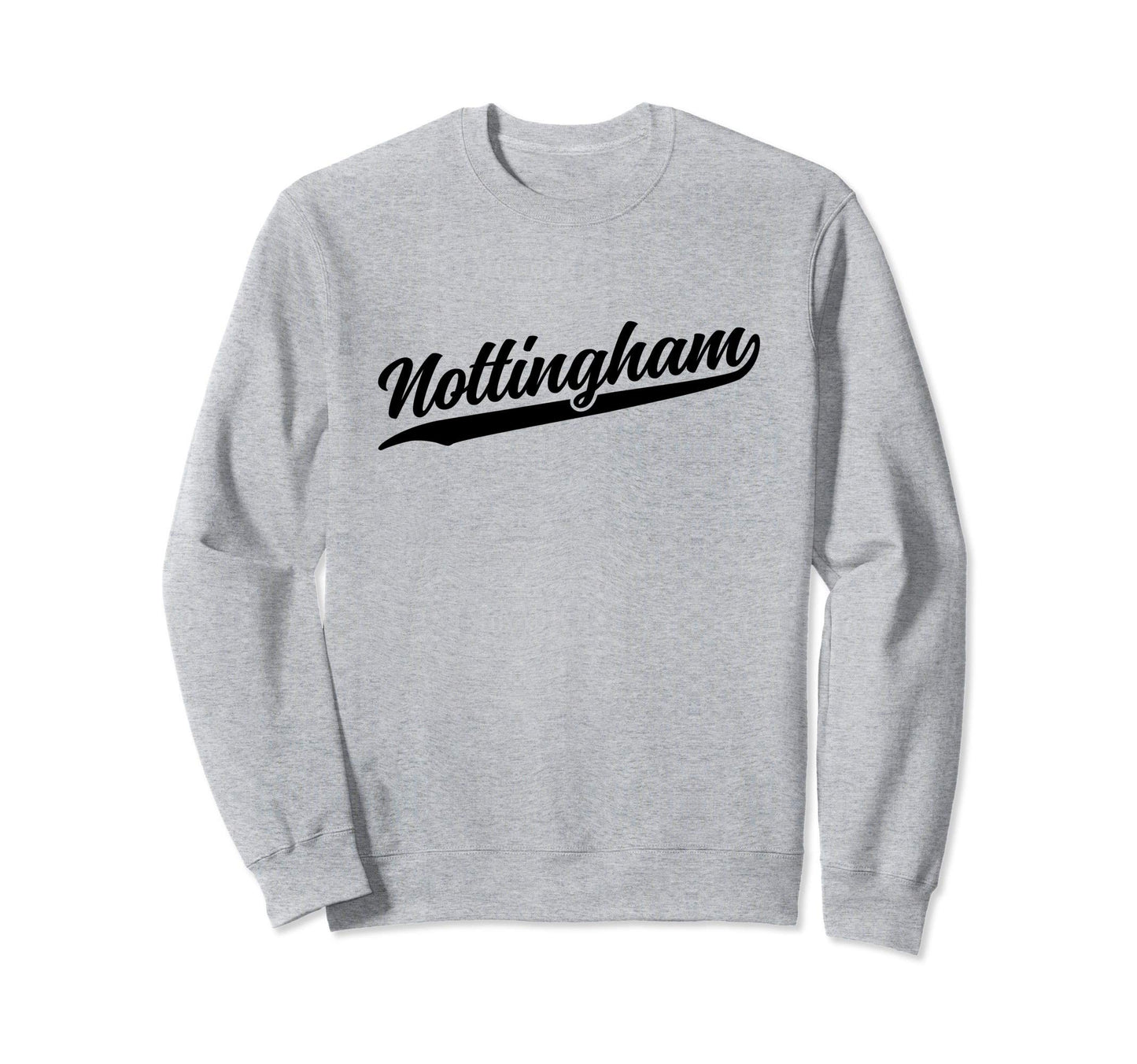 Nottingham England Cursive 1970S Sweatshirt - Graphic Print for Adults - T-Shirt, Sweatshirt, Hoodie