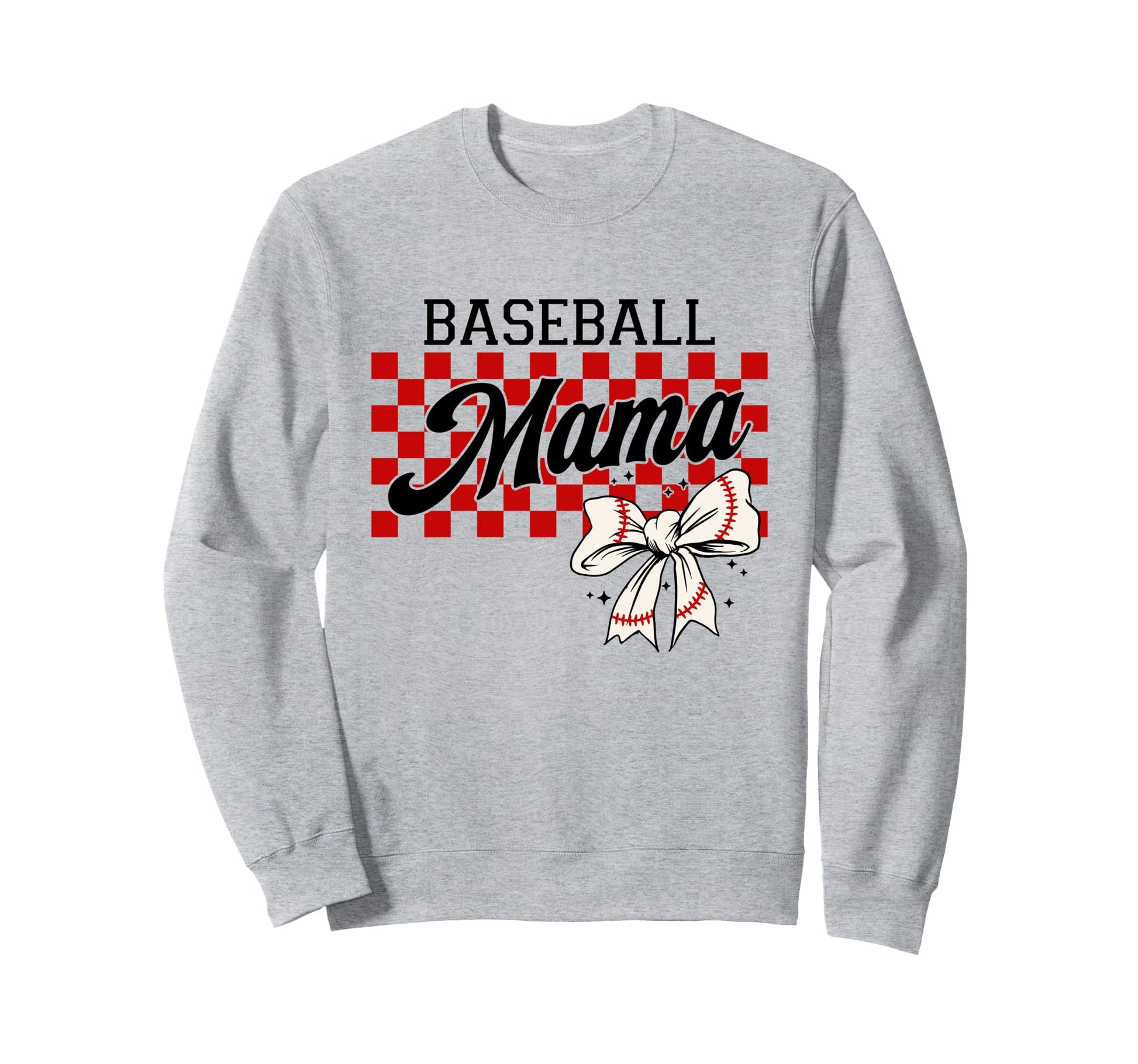 Checkered Baseball Mom Art Sweatshirt - Aesthetic Graphic for Adults - T-Shirt, Sweatshirt, Hoodie