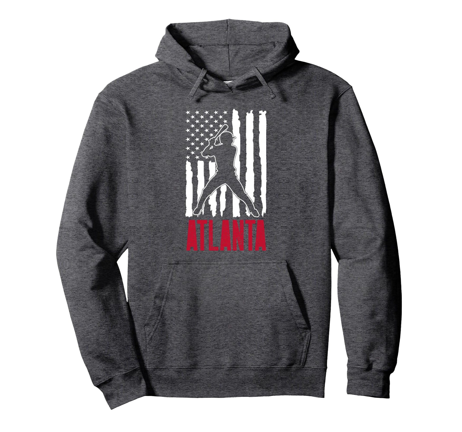 Atlanta American Flag Distressed Hoodie - Novelty Apparel for Adults - T-Shirt, Sweatshirt, Hoodie
