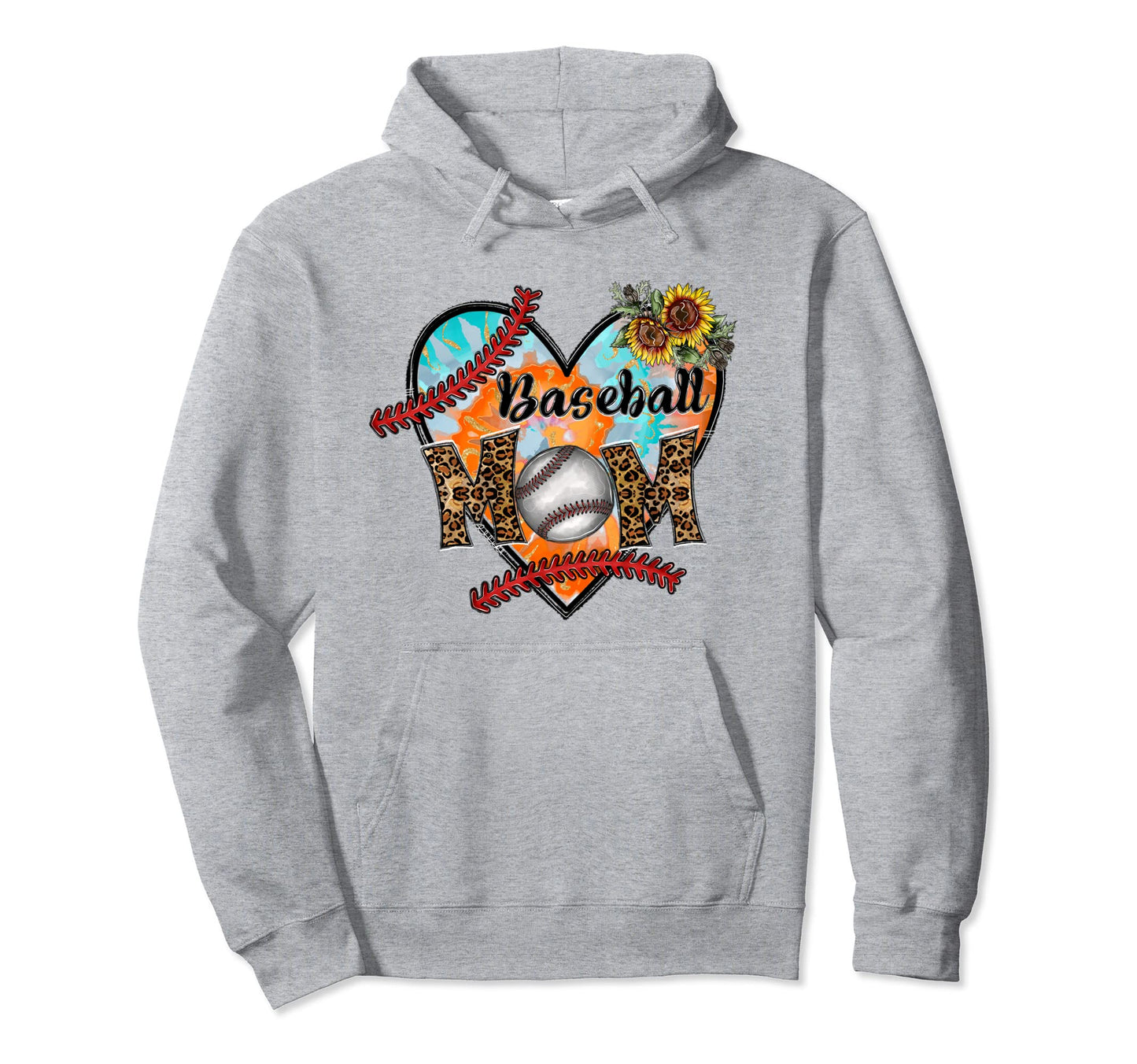 Baseball Mom Valentine Leopard Heart Hoodie - Custom Art Print for Adults - T-Shirt, Sweatshirt, Hoodie