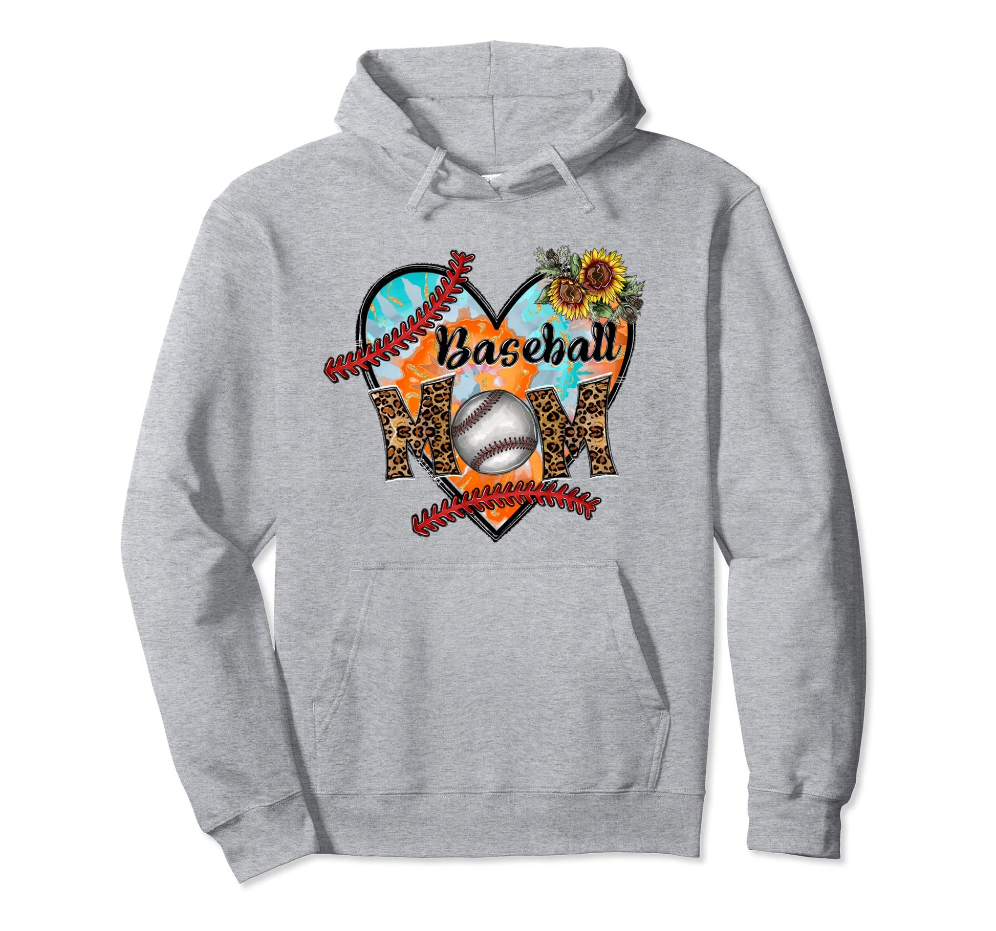 Baseball Mom Valentine Leopard Heart Hoodie - Custom Art Print for Adults - T-Shirt, Sweatshirt, Hoodie
