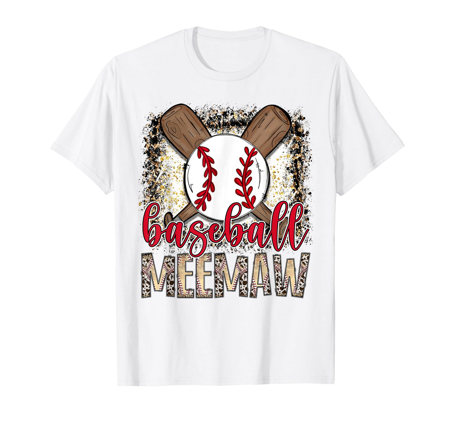 Baseball Meemaw Leopard Proud Ball T-Shirt - Aesthetic Graphic for Adults - T-Shirt, Sweatshirt, Hoodie