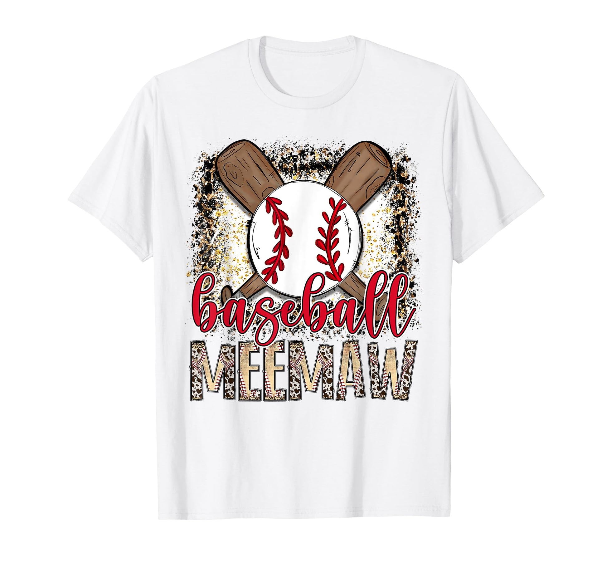 Baseball Meemaw Leopard Proud Ball T-Shirt - Aesthetic Graphic for Adults - T-Shirt, Sweatshirt, Hoodie