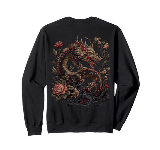 Aesthetic Back Dragon Y2K Sweatshirt - Minimalist Print for Adults - T-Shirt, Sweatshirt, Hoodie