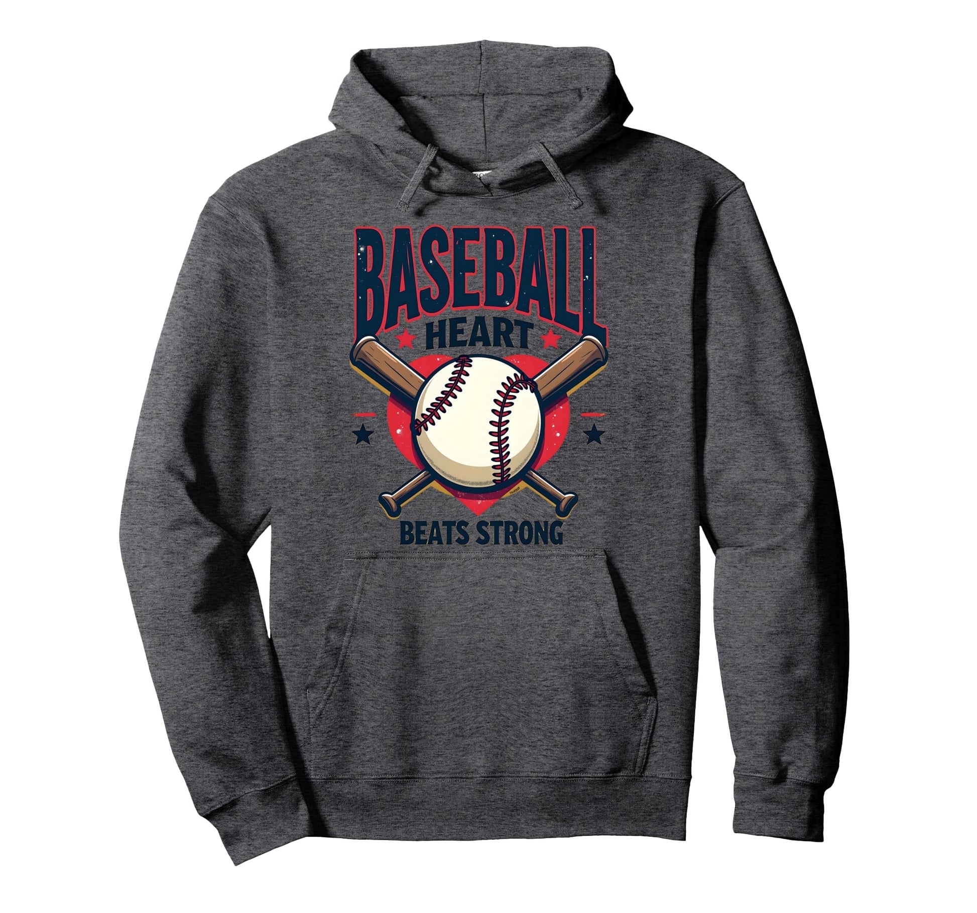 Baseball Heart Beats Strong Baseball Hoodie - Trendy Graphic Men Women - T-Shirt, Sweatshirt, Hoodie