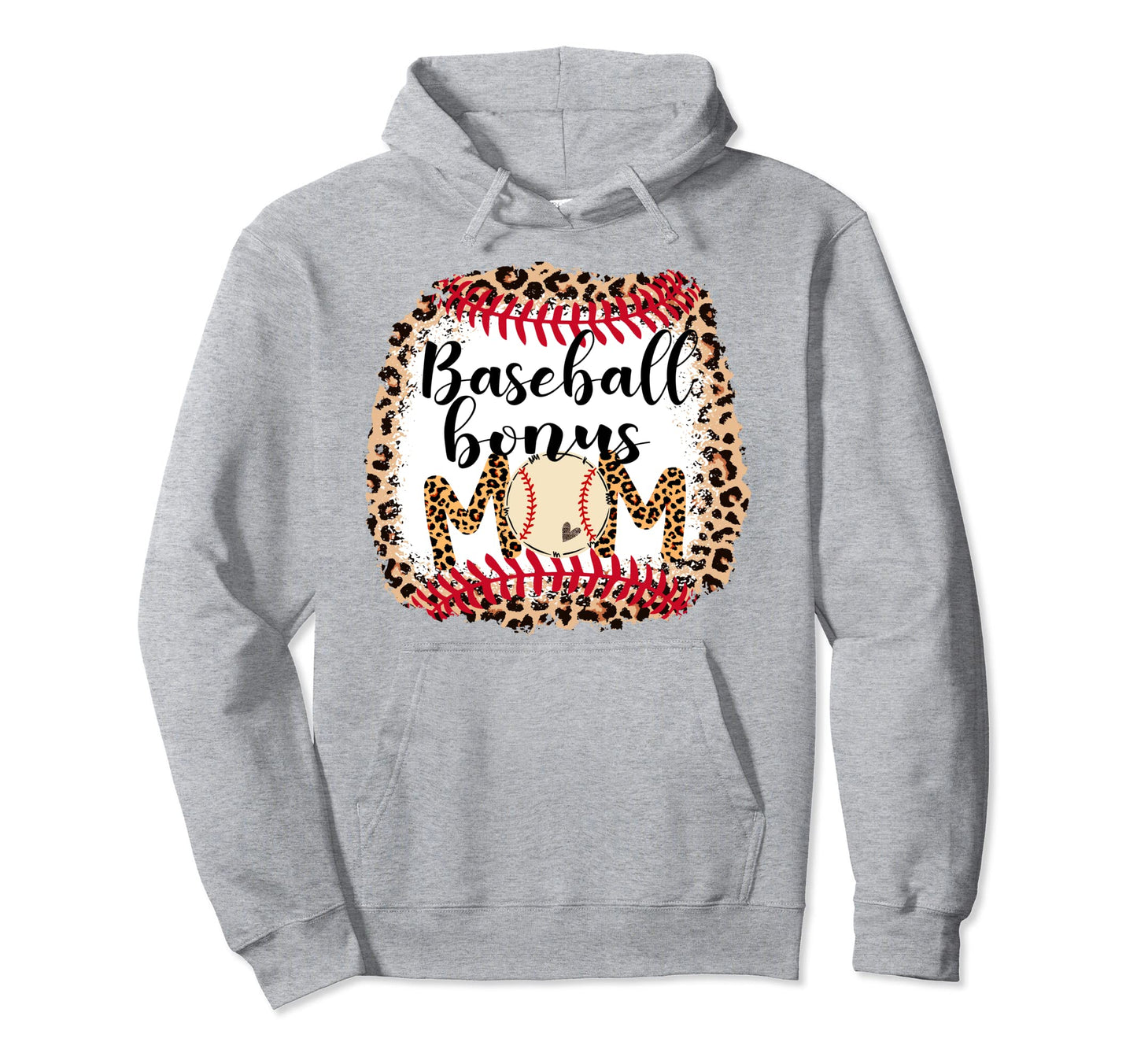 Baseball Bonus Mom Bleached Mom Life Hoodie - Graphic Print for Adults - T-Shirt, Sweatshirt, Hoodie
