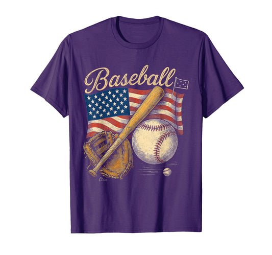 American Flag Baseball Player Bat Fan T-Shirt - Trendy Graphic Unisex - T-Shirt, Sweatshirt, Hoodie