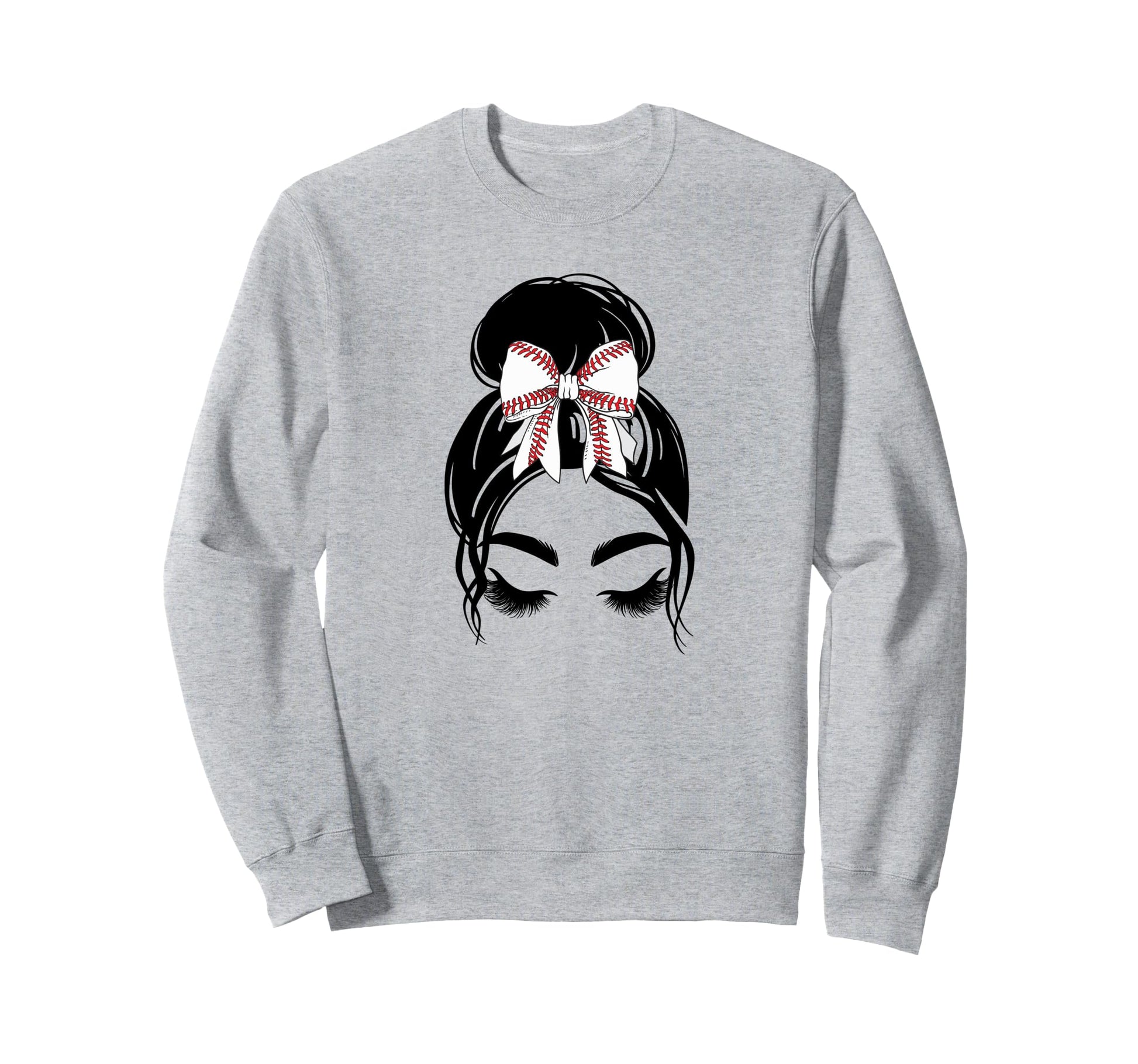 Messy Bun Sports Fan Team Baseball Sweatshirt - Trendy Graphic for Adults - T-Shirt, Sweatshirt, Hoodie