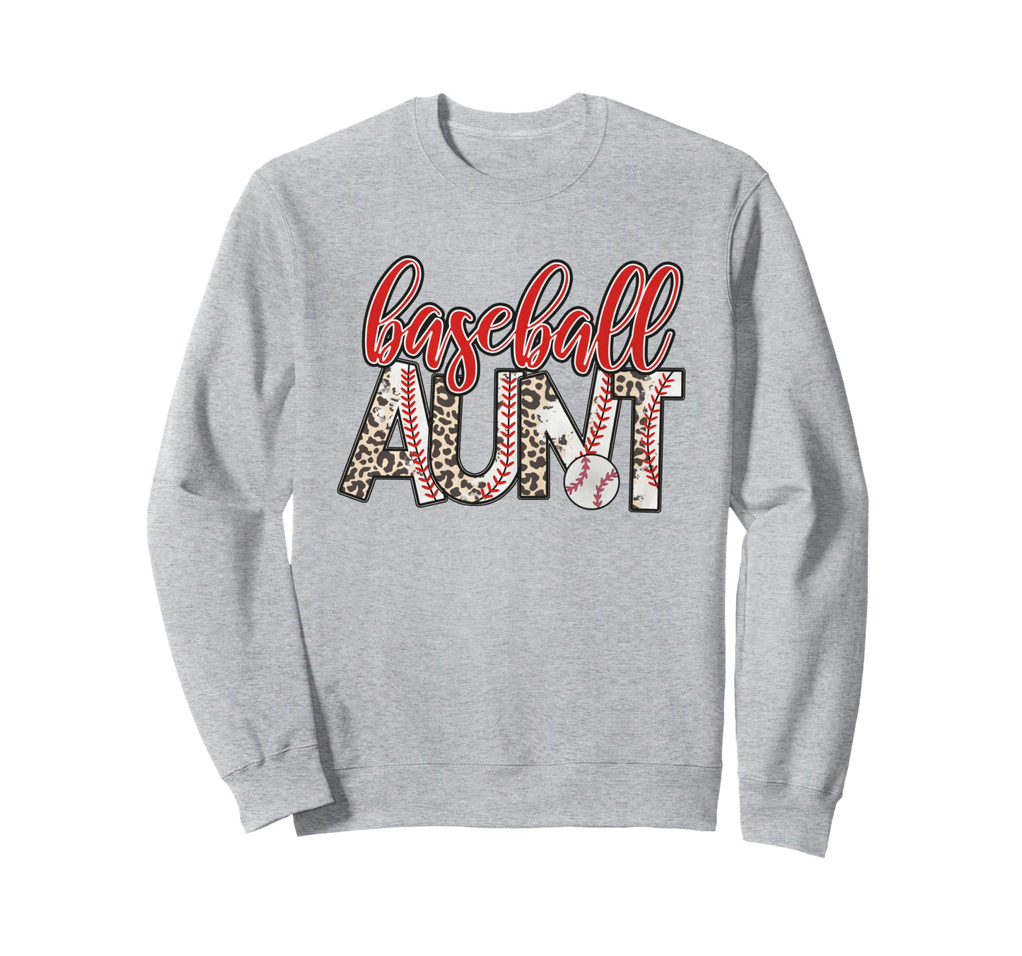 Womens Baseball Aunt Leopard Sweatshirt - Fun Novelty Design Men Women - T-Shirt, Sweatshirt, Hoodie