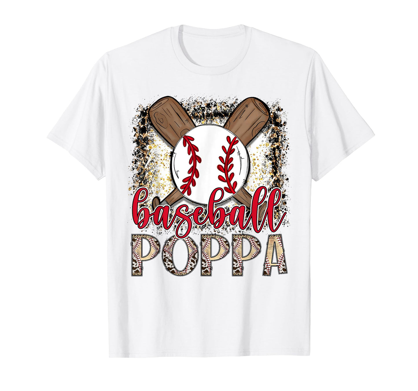 Baseball Poppa Leopard Proud Ball T-Shirt - Novelty Apparel Men Women - T-Shirt, Sweatshirt, Hoodie