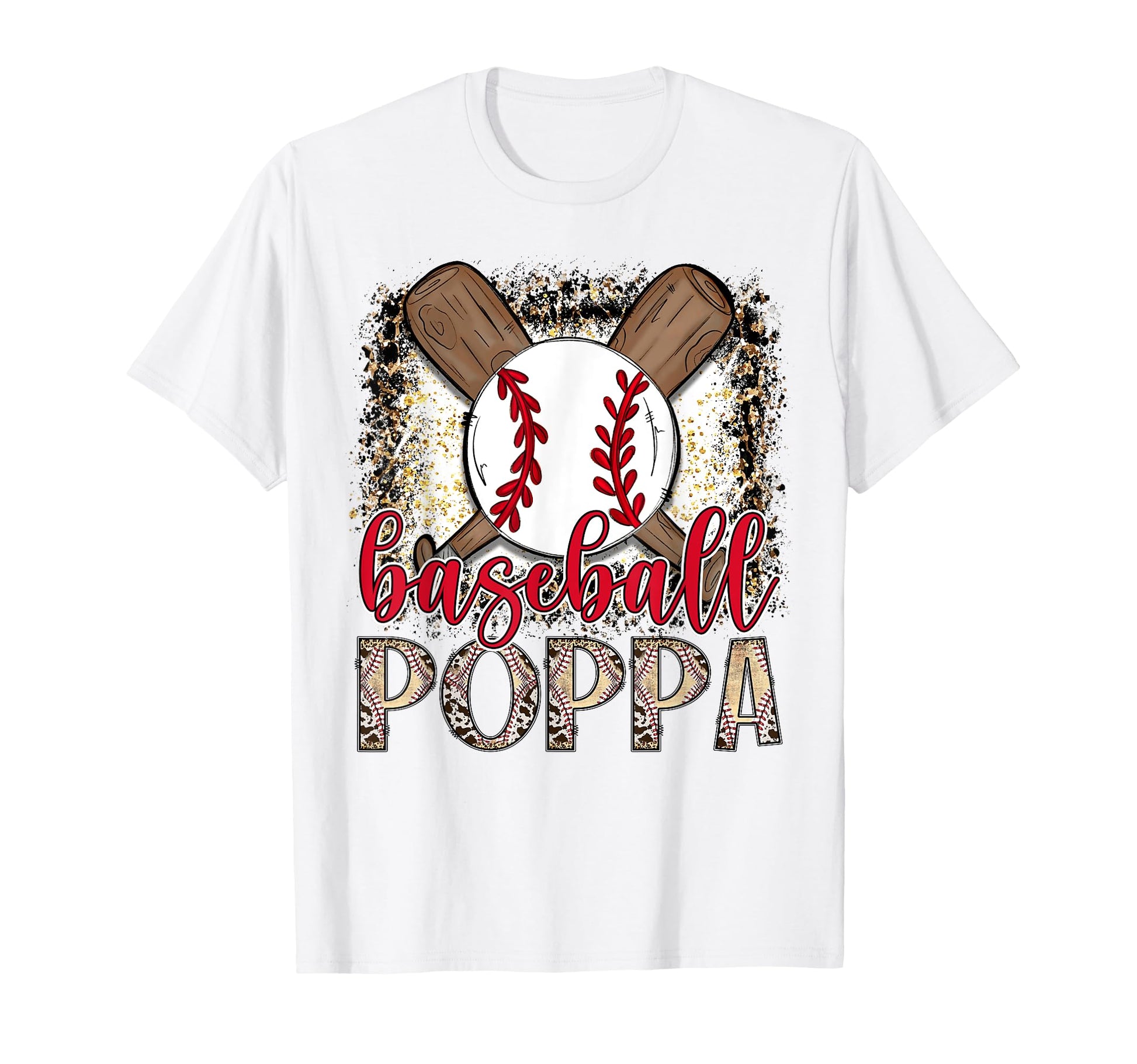 Baseball Poppa Leopard Proud Ball T-Shirt - Novelty Apparel Men Women - T-Shirt, Sweatshirt, Hoodie