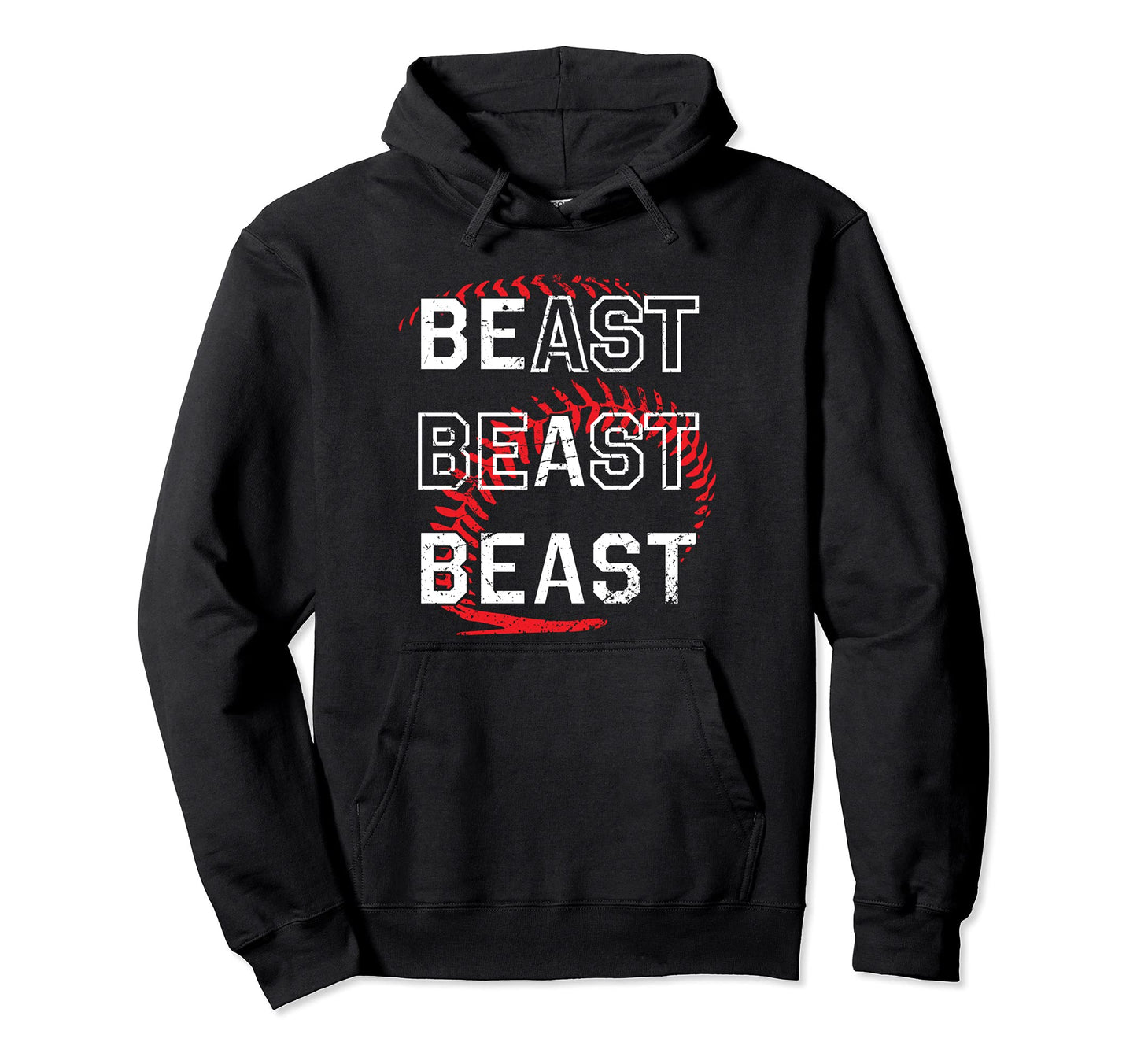 Be Beast Baseball Sports Distressed Hoodie - Minimalist Print Unisex - T-Shirt, Sweatshirt, Hoodie