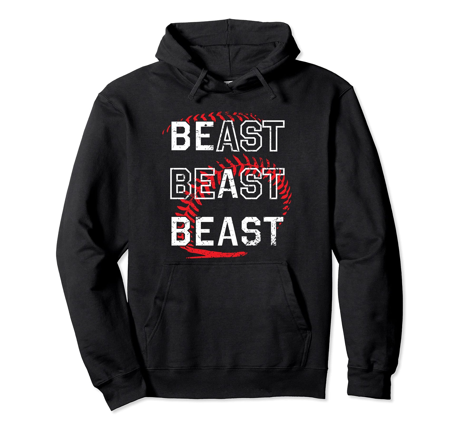 Be Beast Baseball Sports Distressed Hoodie - Minimalist Print Unisex - T-Shirt, Sweatshirt, Hoodie