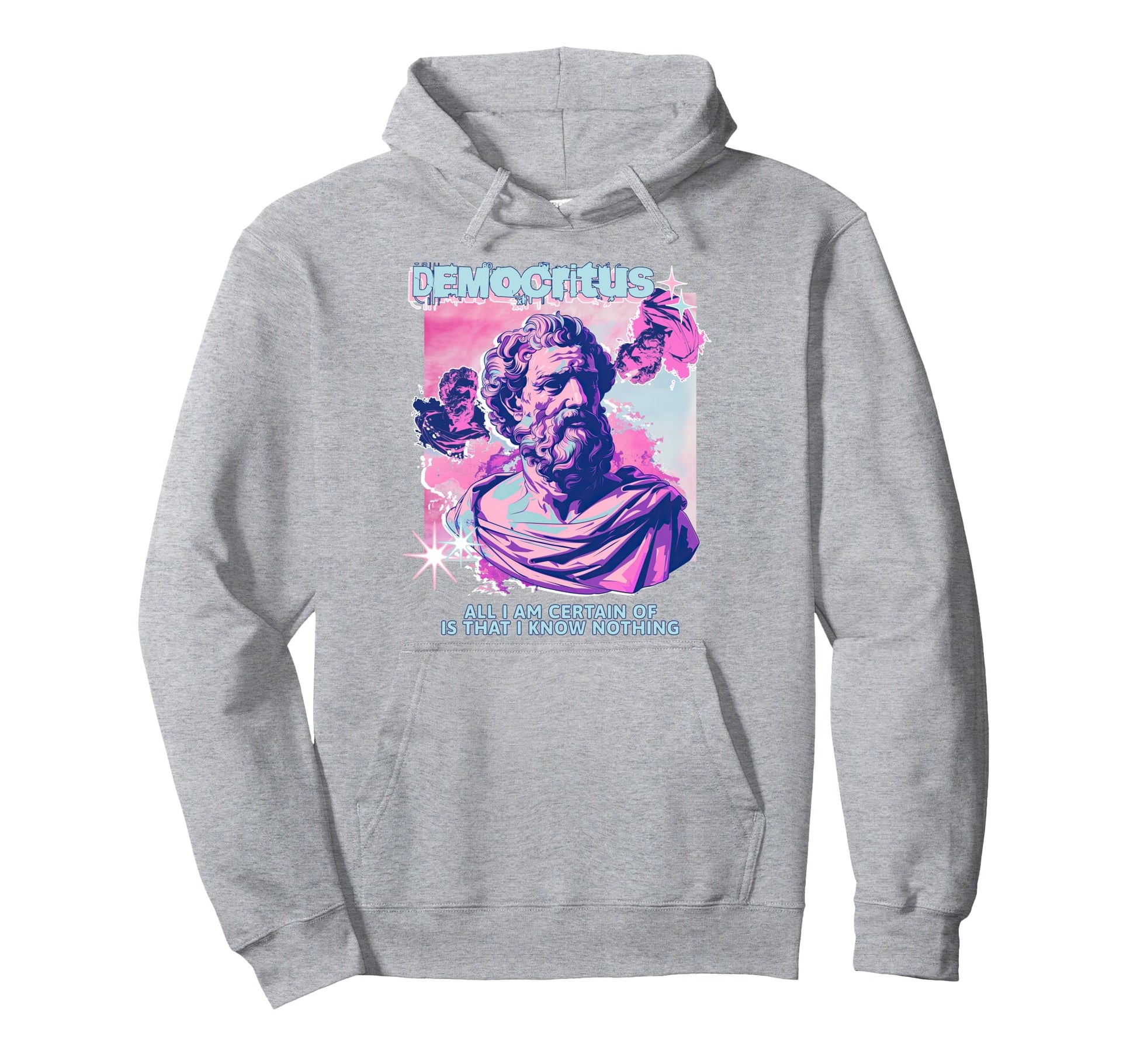 Democritus Y2K Aesthetic Stoic Philosophy Hoodie - Unique Graphic Unisex - T-Shirt, Sweatshirt, Hoodie