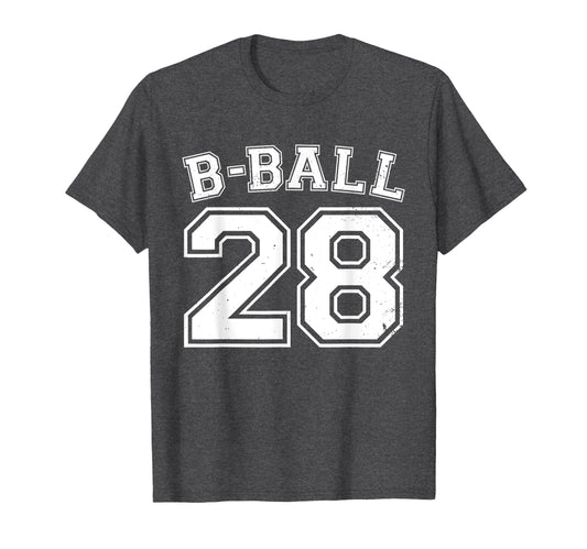 B Ball Basketball Player Number 28 T-Shirt - Minimalist Print for Adults - T-Shirt, Sweatshirt, Hoodie