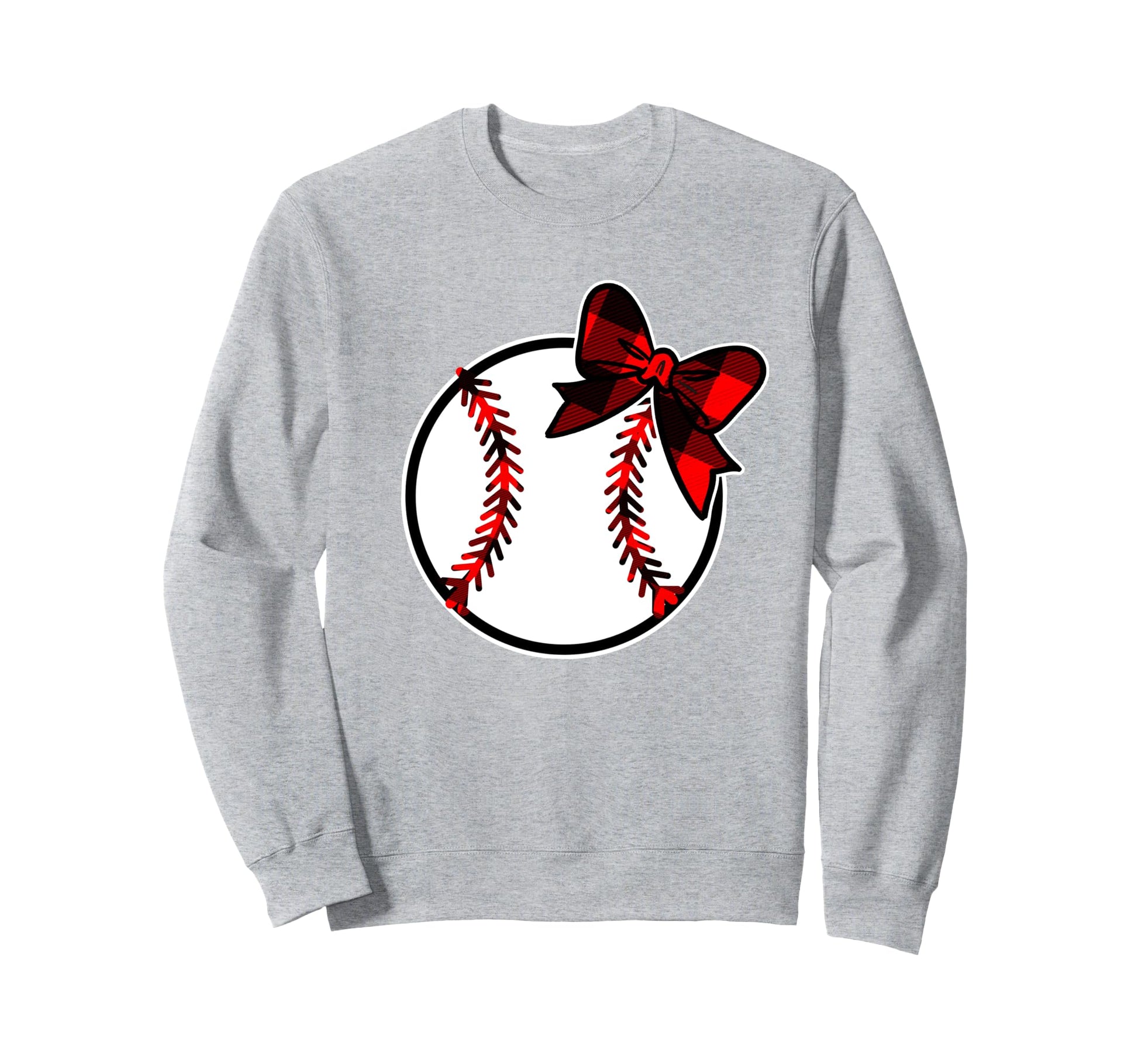 Baseball Bow Red Plaid Sweatshirt - Casual Everyday Wear Unisex - T-Shirt, Sweatshirt, Hoodie