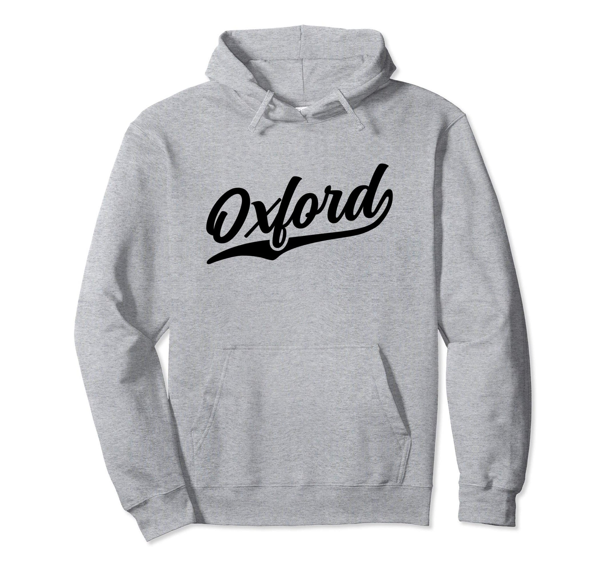 Oxford England Cursive 1970S Swoosh Hoodie - Fun Novelty Design for Adults - T-Shirt, Sweatshirt, Hoodie