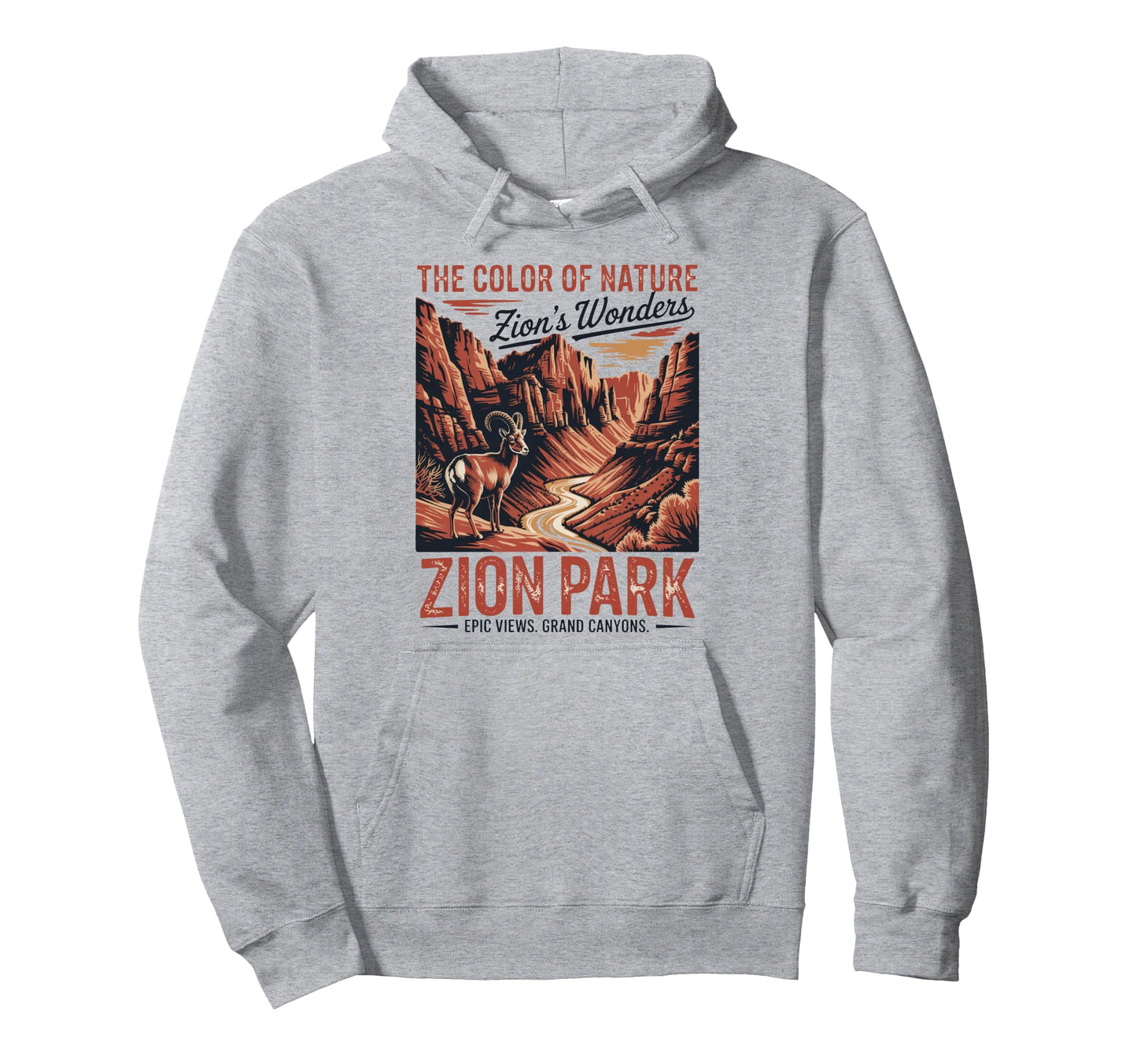 Zion National Park Hiking Hoodie - Graphic Print for Adults - T-Shirt, Sweatshirt, Hoodie