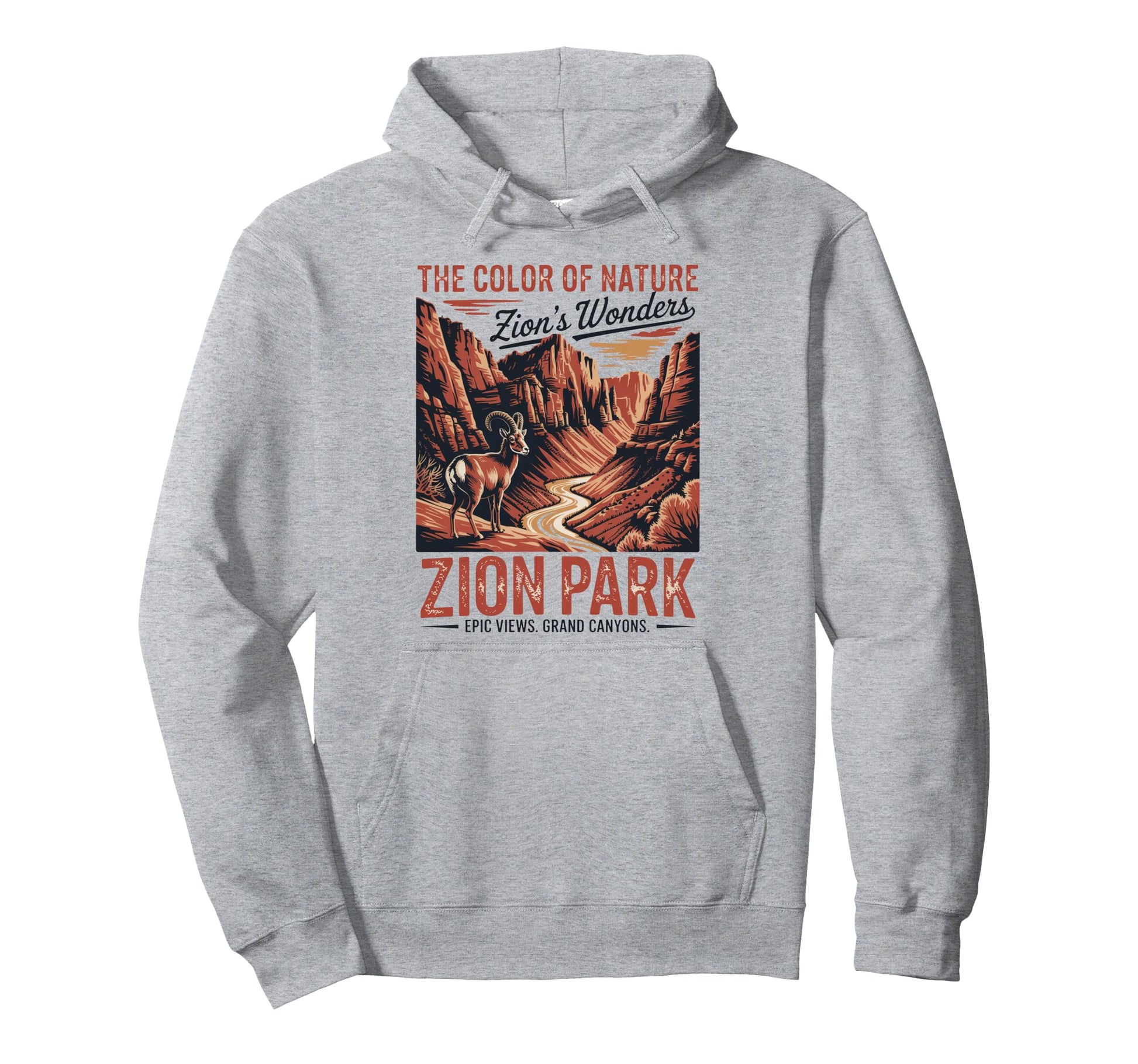 Zion National Park Hiking Hoodie - Graphic Print for Adults - T-Shirt, Sweatshirt, Hoodie