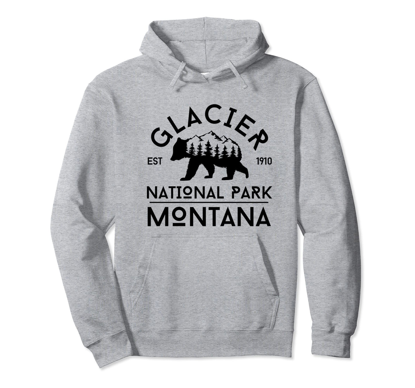 Grizzly Bear Montana Glacier National Park Hoodie - Graphic Print Men Women - T-Shirt, Sweatshirt, Hoodie
