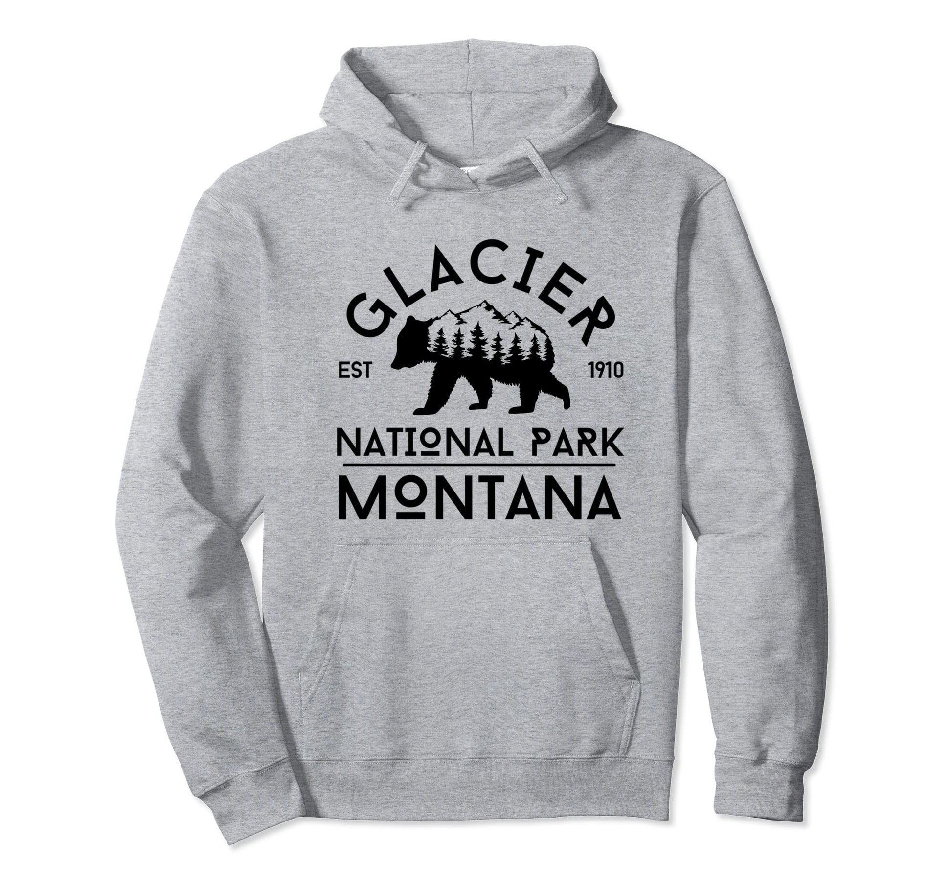 Grizzly Bear Montana Glacier National Park Hoodie - Graphic Print Men Women - T-Shirt, Sweatshirt, Hoodie