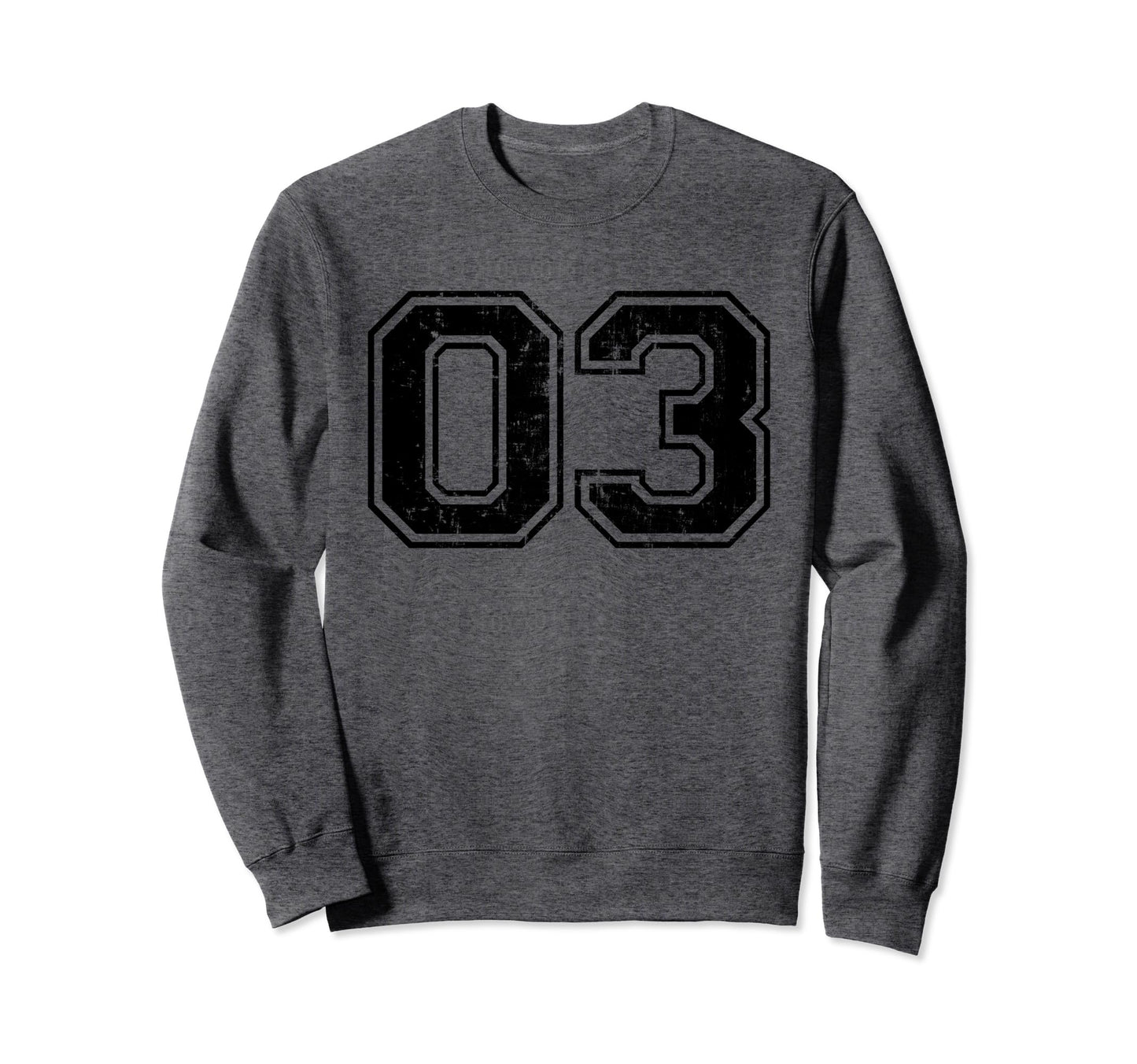 Number 03 Three Varsity Distressed Sweatshirt - Unique Graphic Unisex - T-Shirt, Sweatshirt, Hoodie