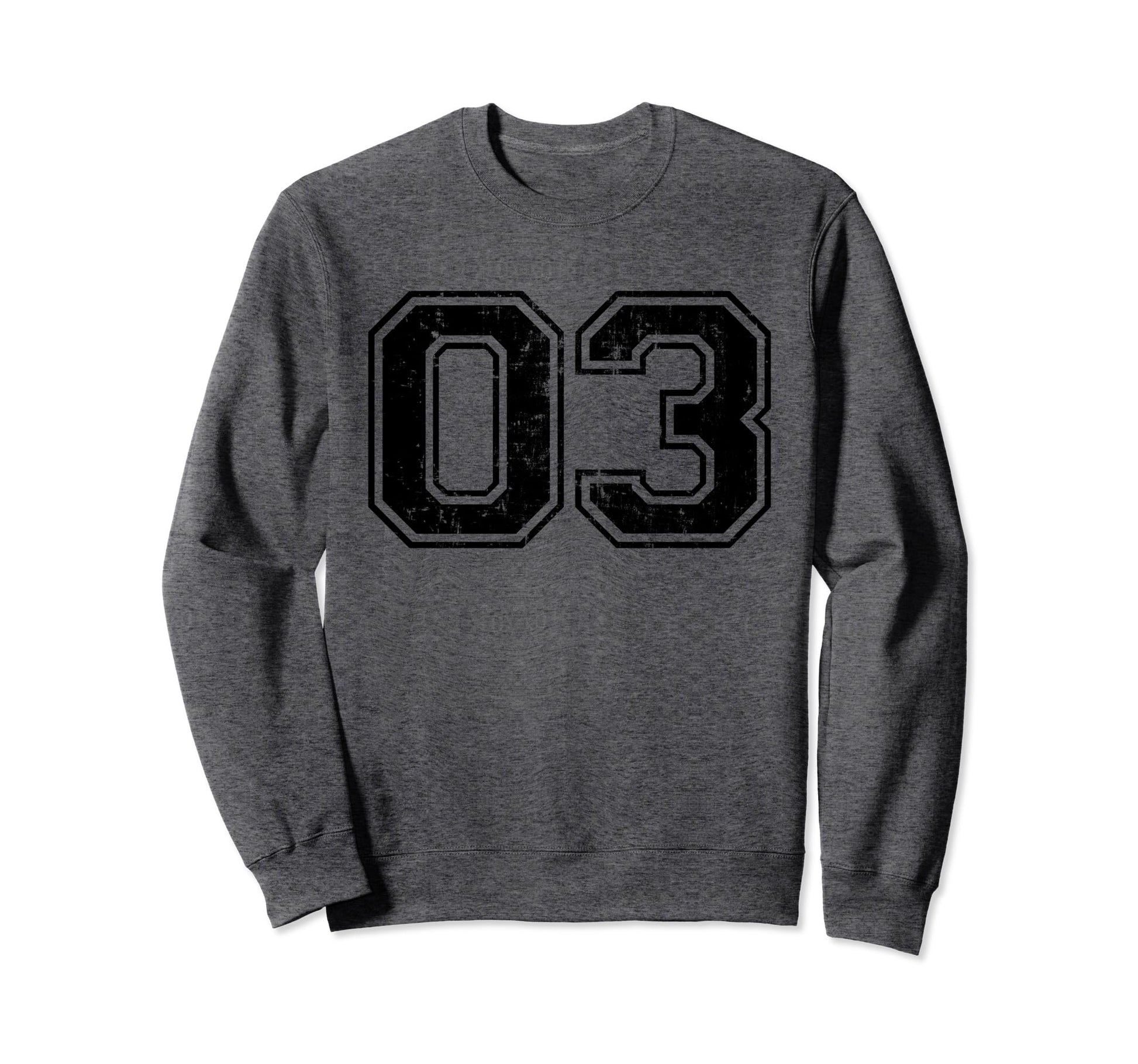 Number 03 Three Varsity Distressed Sweatshirt - Unique Graphic Unisex - T-Shirt, Sweatshirt, Hoodie