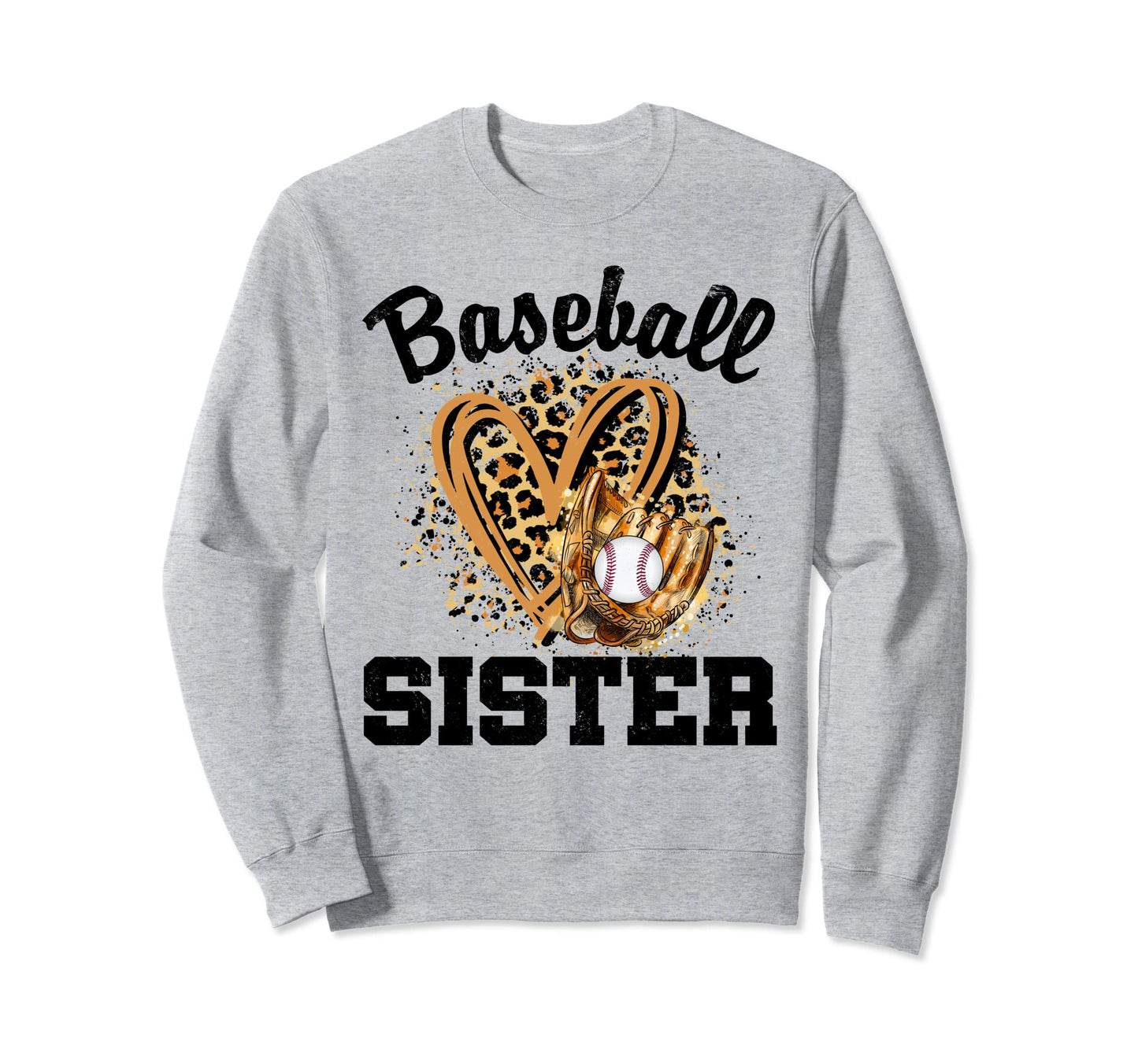 Baseball Sister Leopard Heart Sweatshirt - Unique Graphic for Adults - T-Shirt, Sweatshirt, Hoodie