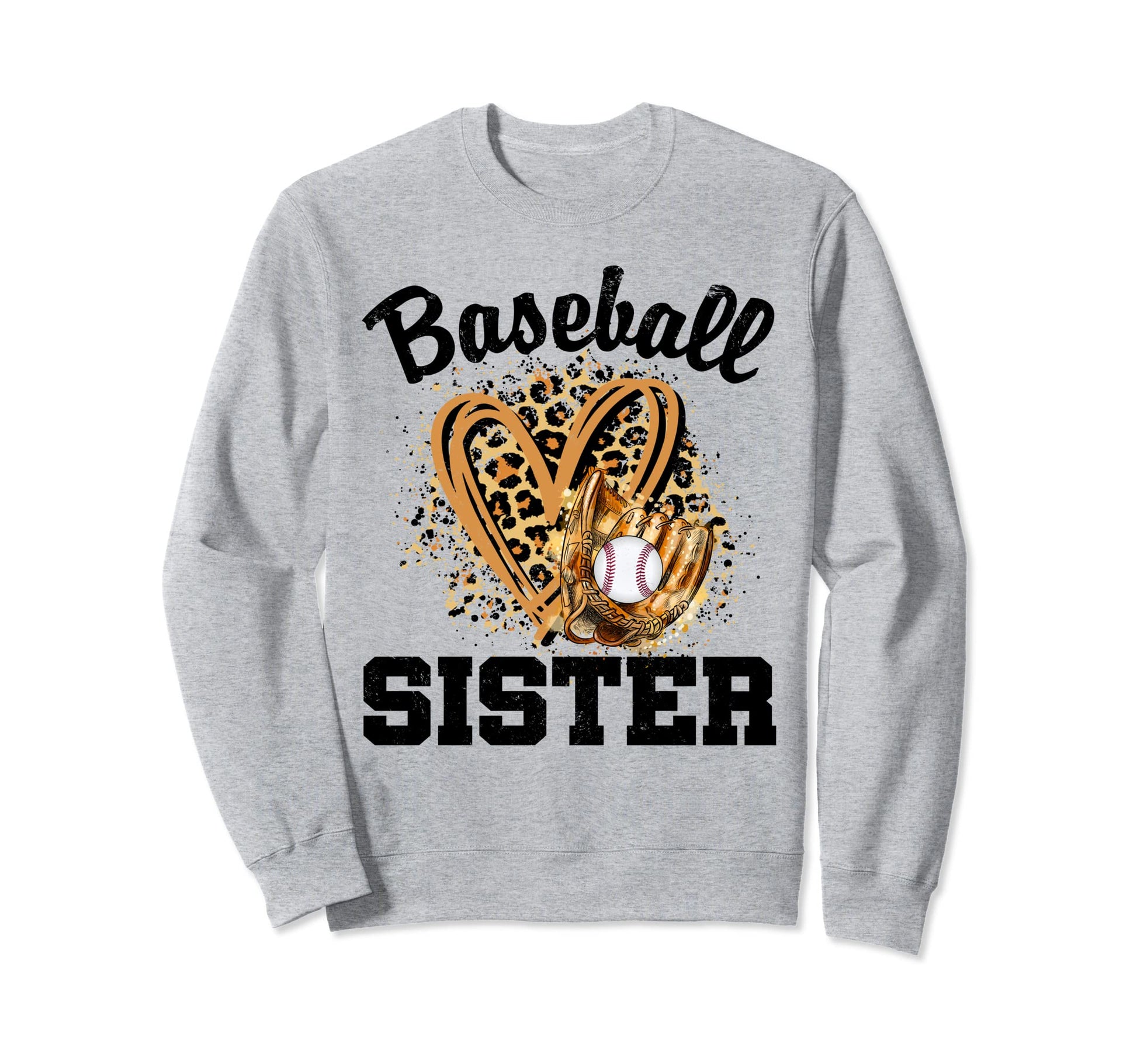 Baseball Sister Leopard Heart Sweatshirt - Unique Graphic for Adults - T-Shirt, Sweatshirt, Hoodie