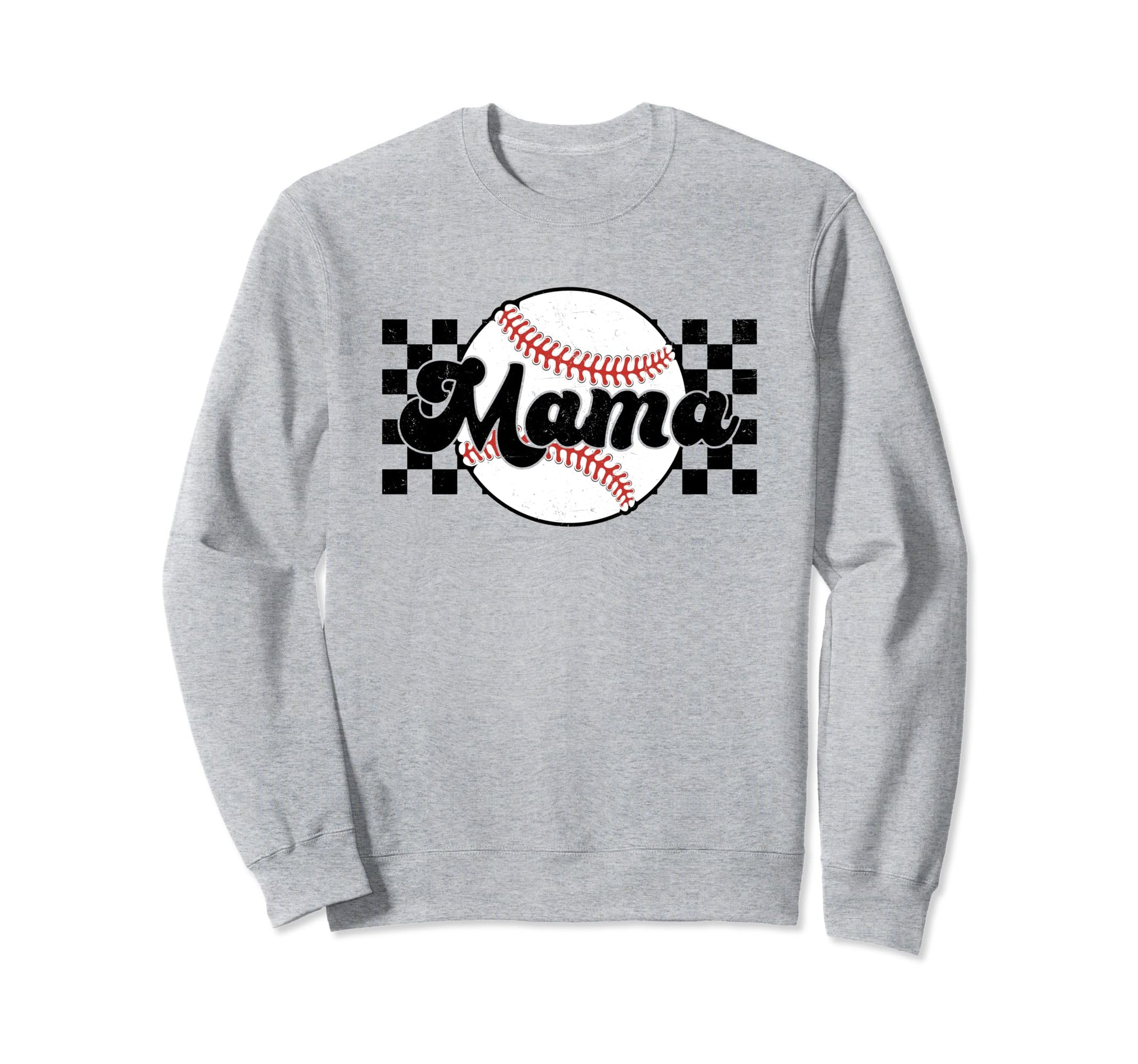 Checkered Baseball Mama Fun Sweatshirt - Streetwear Style for Adults - T-Shirt, Sweatshirt, Hoodie