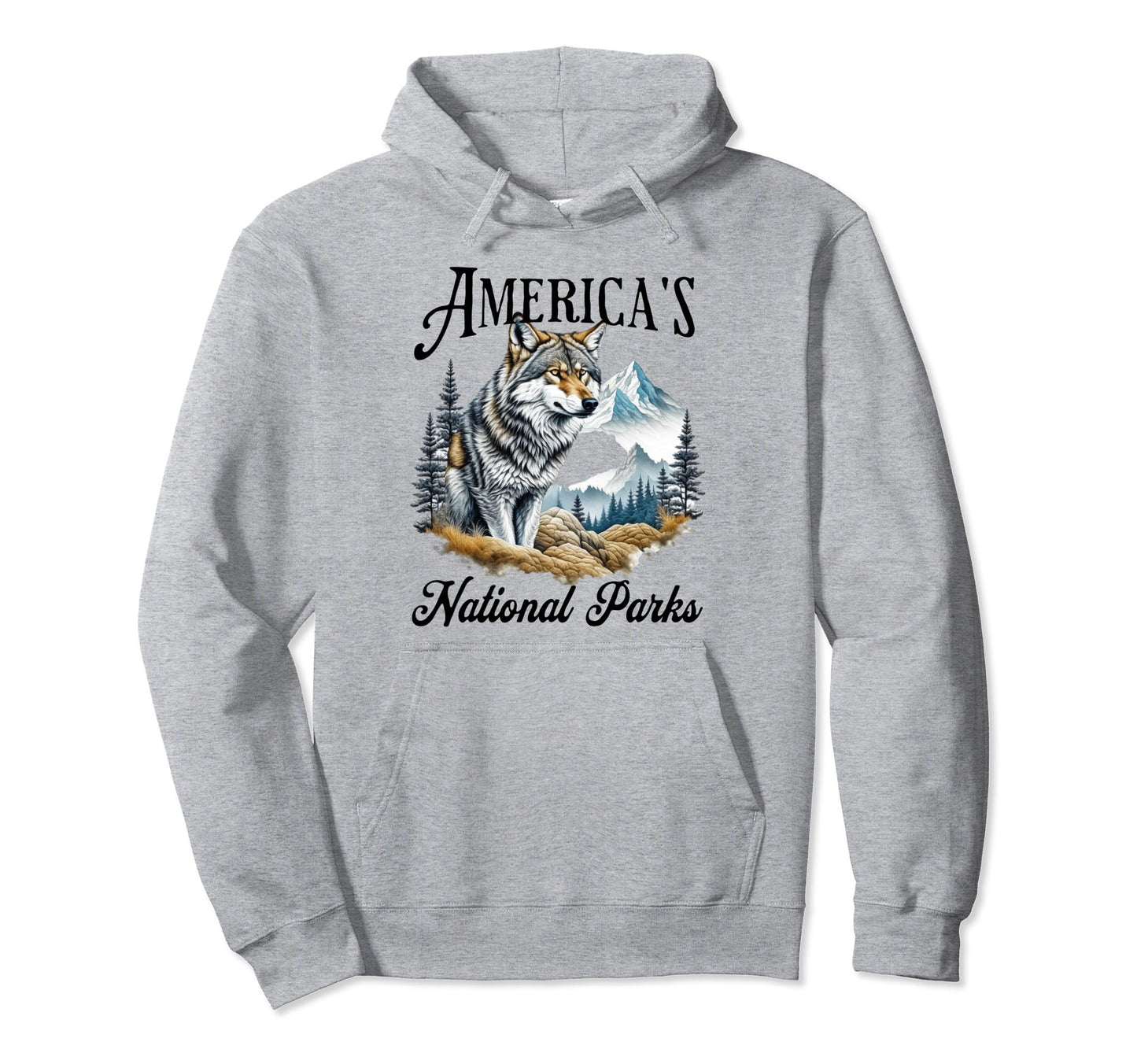 National Parks Wolf Hiking Travel Camping Hoodie - Trendy Graphic Unisex - T-Shirt, Sweatshirt, Hoodie
